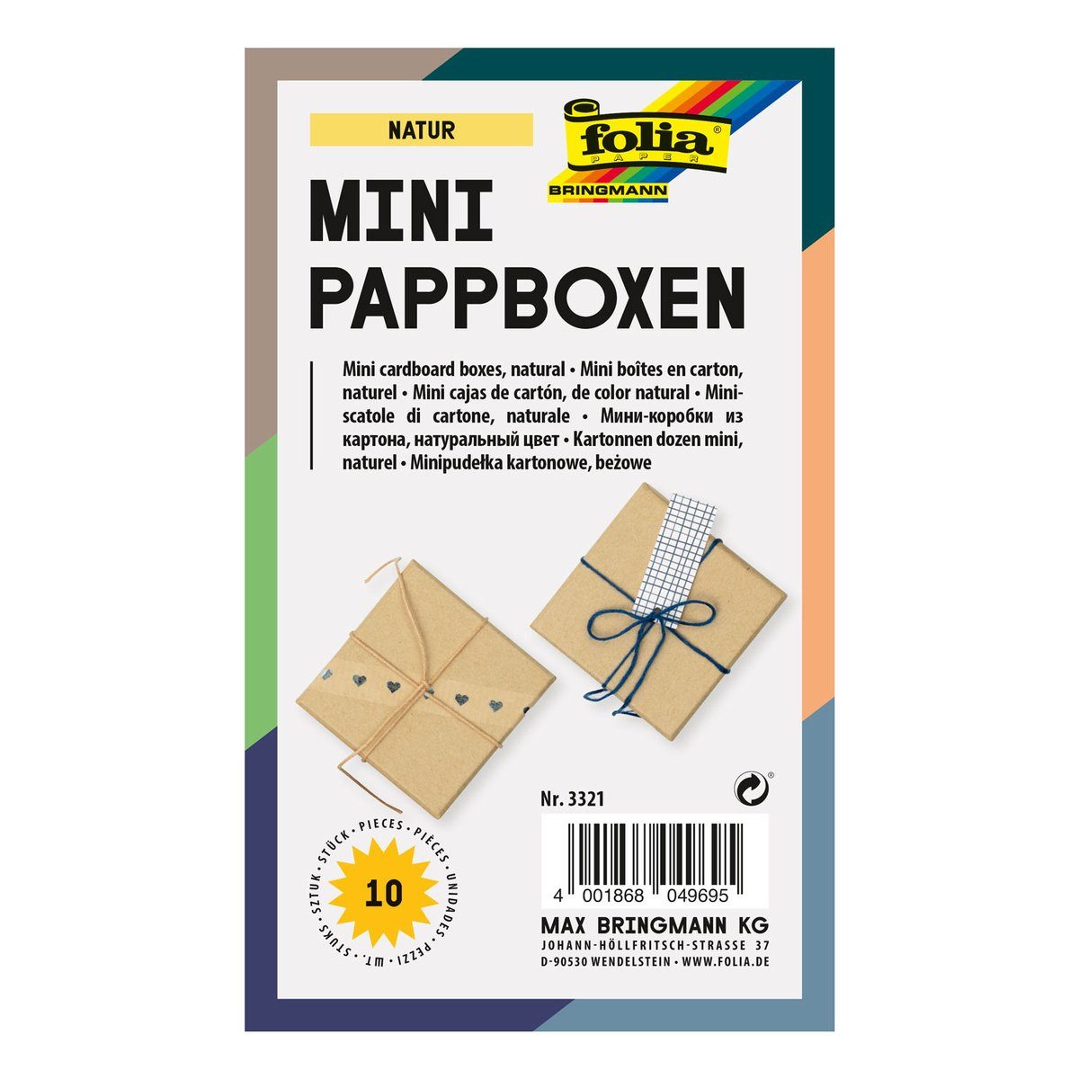 Folia Geschenkpapier folia Pappboxen Mini eckig naturfarbig 7,5x7,5x4,5cm 10 Stück