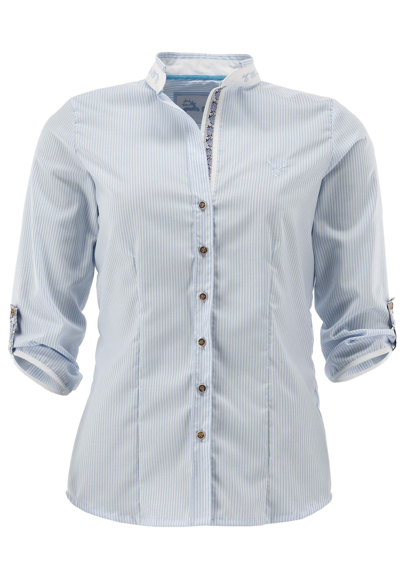 OS Trachten Trachtenbluse Gemzu Tailliert, Stehkragen mit V-Ausschnitt, Sti günstig online kaufen