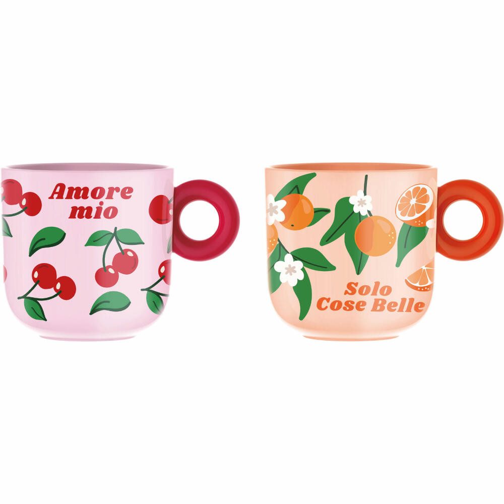 BIALETTI Becher Mercato Della Frutta 2er Set, Porzellan