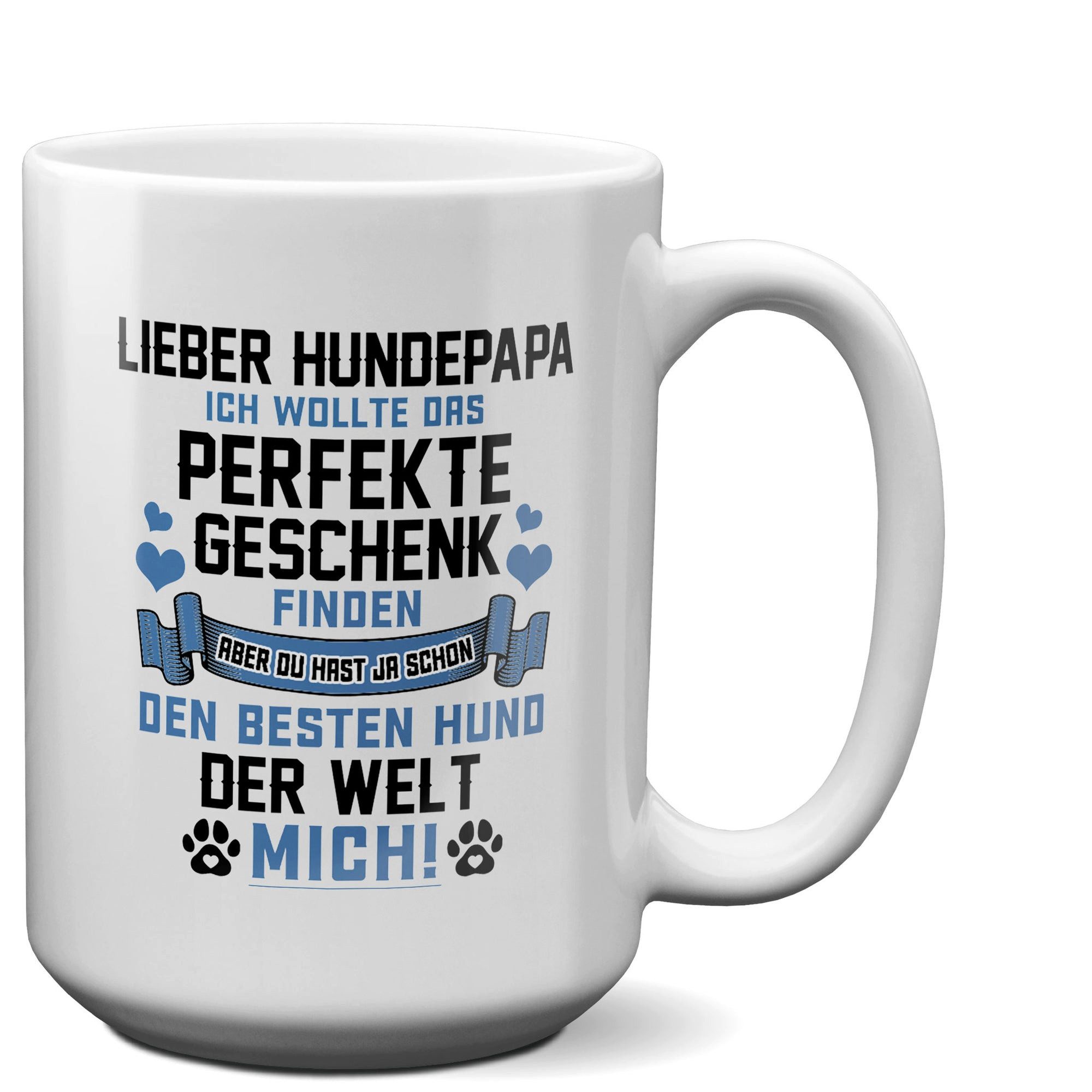 22Feels Tasse Bester Hundepapa Herrchen Geschenk Hundeliebe Welpe Kaffeetasse Hund, Keramik, XL, Made In Germany, Spülmaschinenfest