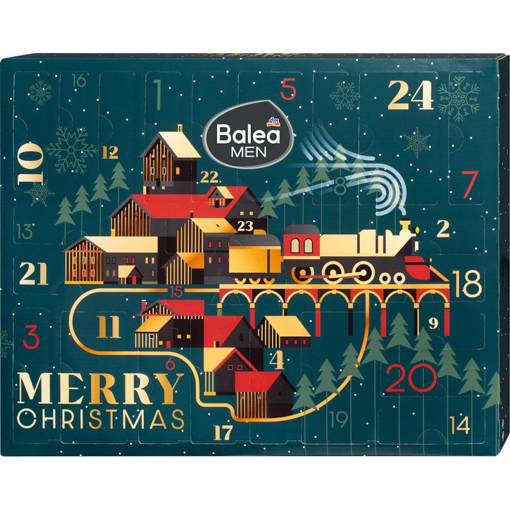 Balea Adventskalender Balea MEN Adventskalender 2025 – 24 Pflegeüberraschungen für ihn (24-tlg), Männerpflege-Adventskalender mit 24 Produkten