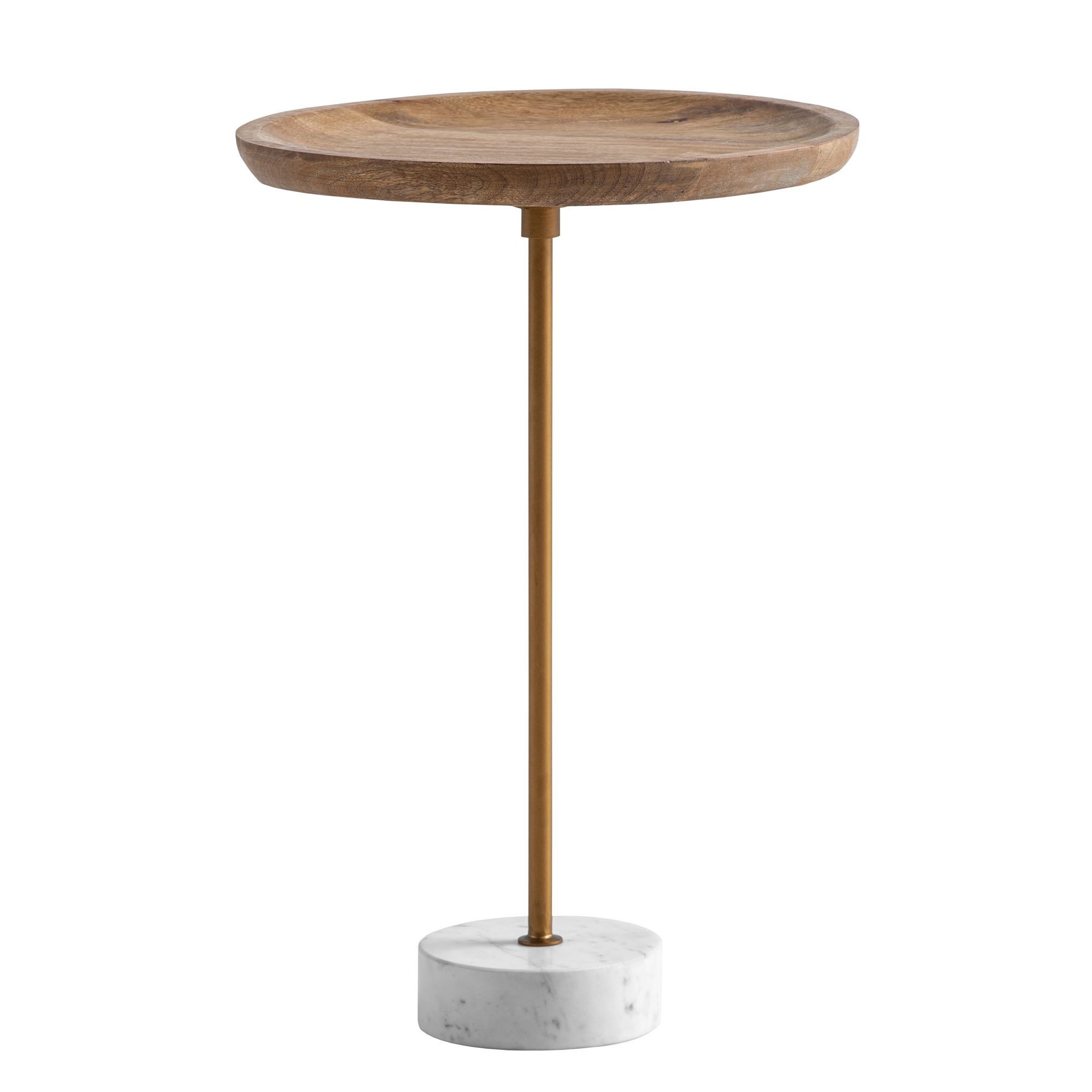 Wohnling Beistelltisch WL7.217 Massivholz Marmor Ø 40 cm Anstelltisch Wohnzimmertisch (Massivholz Echter Marmor 40x40x55 cm Anstelltisch), Runder Marmortisch als stilvoller Abstelltisch im Wohnzimmer