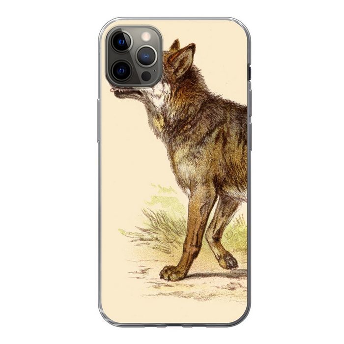 MuchoWow Handyhülle Wolf - Raubtier - Pflanzen Handyhülle Apple iPhone 13 Pro Max Smartphone-Bumper Print Handy