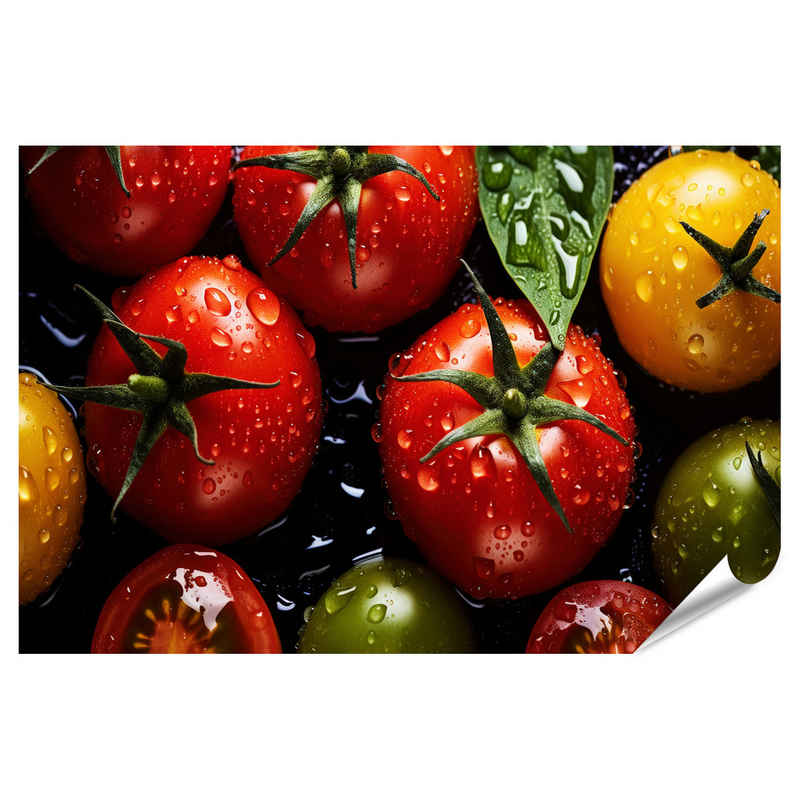 islandburner Poster Lebendiges Wandbild: Sortenvielfalt frischer, saftiger Bio-Tomaten für