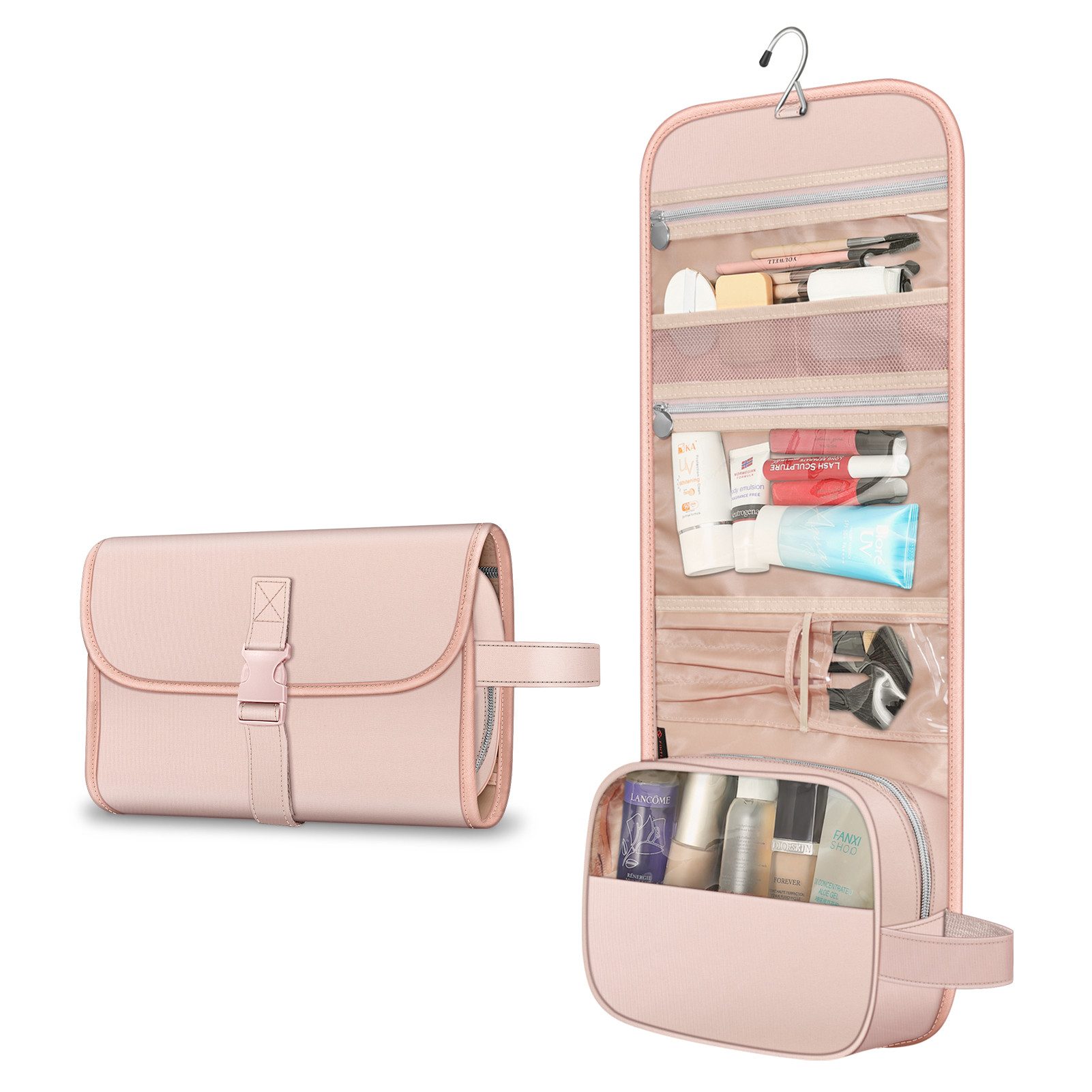 Fintie Kulturbeutel Tragbare Kulturtasche Kosmetiktasche Reisetasche, Große wasserdichte, Aufhängen Make-up Organizer Stauraum Tasche für Damen Mädchen