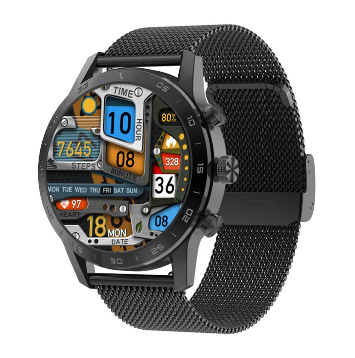 SW27 mit Milanaise Armband - individuelles Display Smartwatch