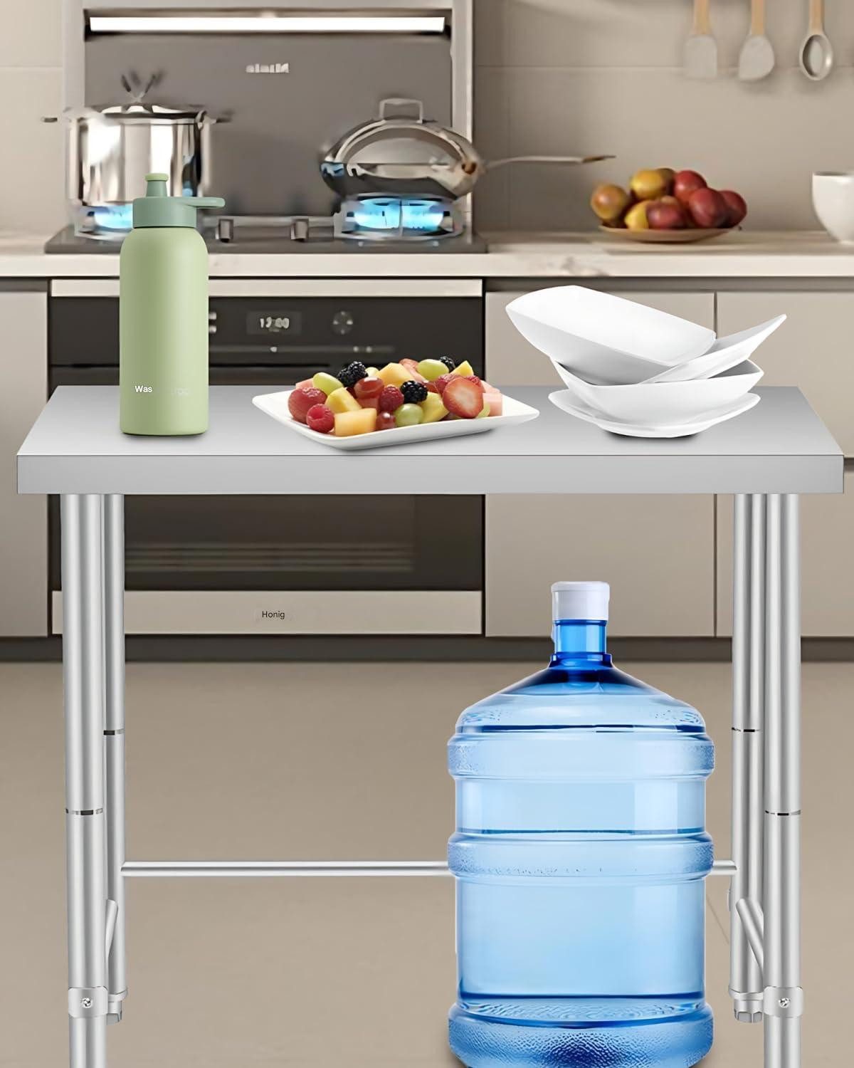 GarveeMore Arbeitstisch (180 KG Hochleistungs-Utility, Offener Basis und Feststellbaren Rädern), NSF Kommerzieller Vorbereitungstisch