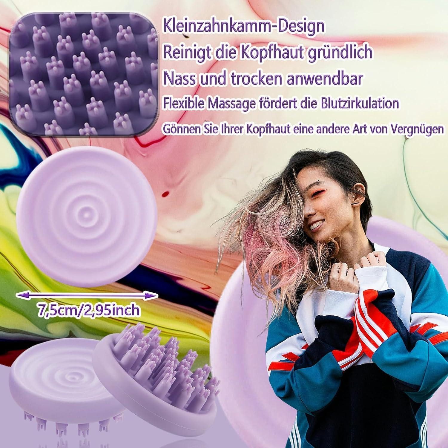 LuxusKollektion Gesichtsmassagegerät Haaröl Applikator mit Scalp Massager und Flasche, lila - Haarstyling – Bild 3 von 5