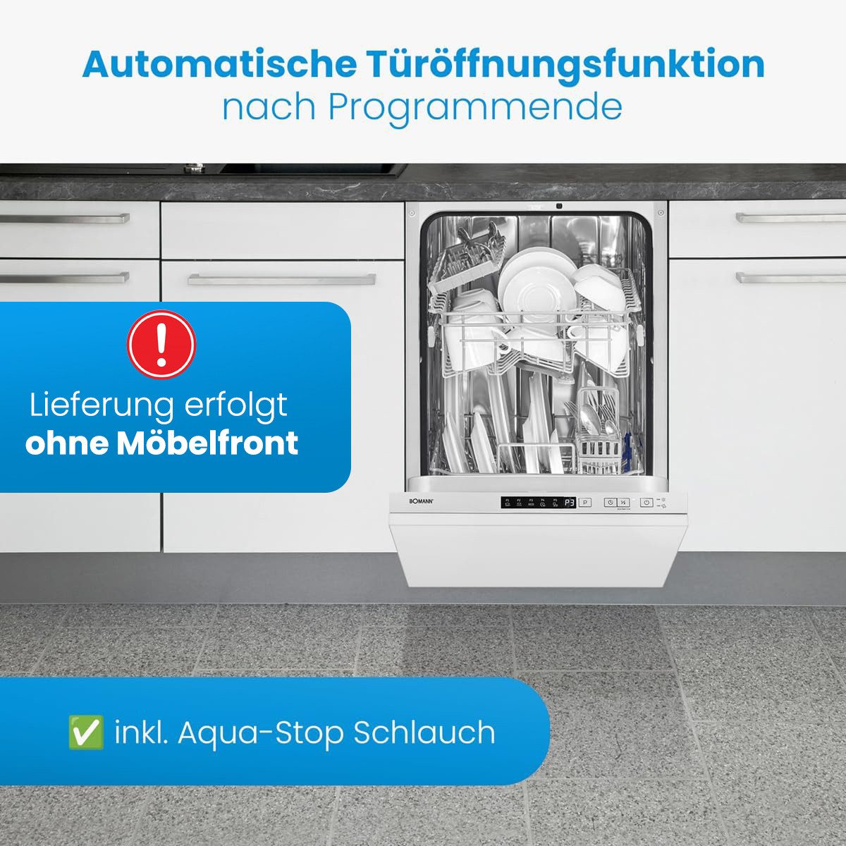 BOMANN vollintegrierbarer Geschirrspüler GSPE 7420, 45 cm vollintegrierbar, 10 Maßgedecke, OHNE Möbelfront