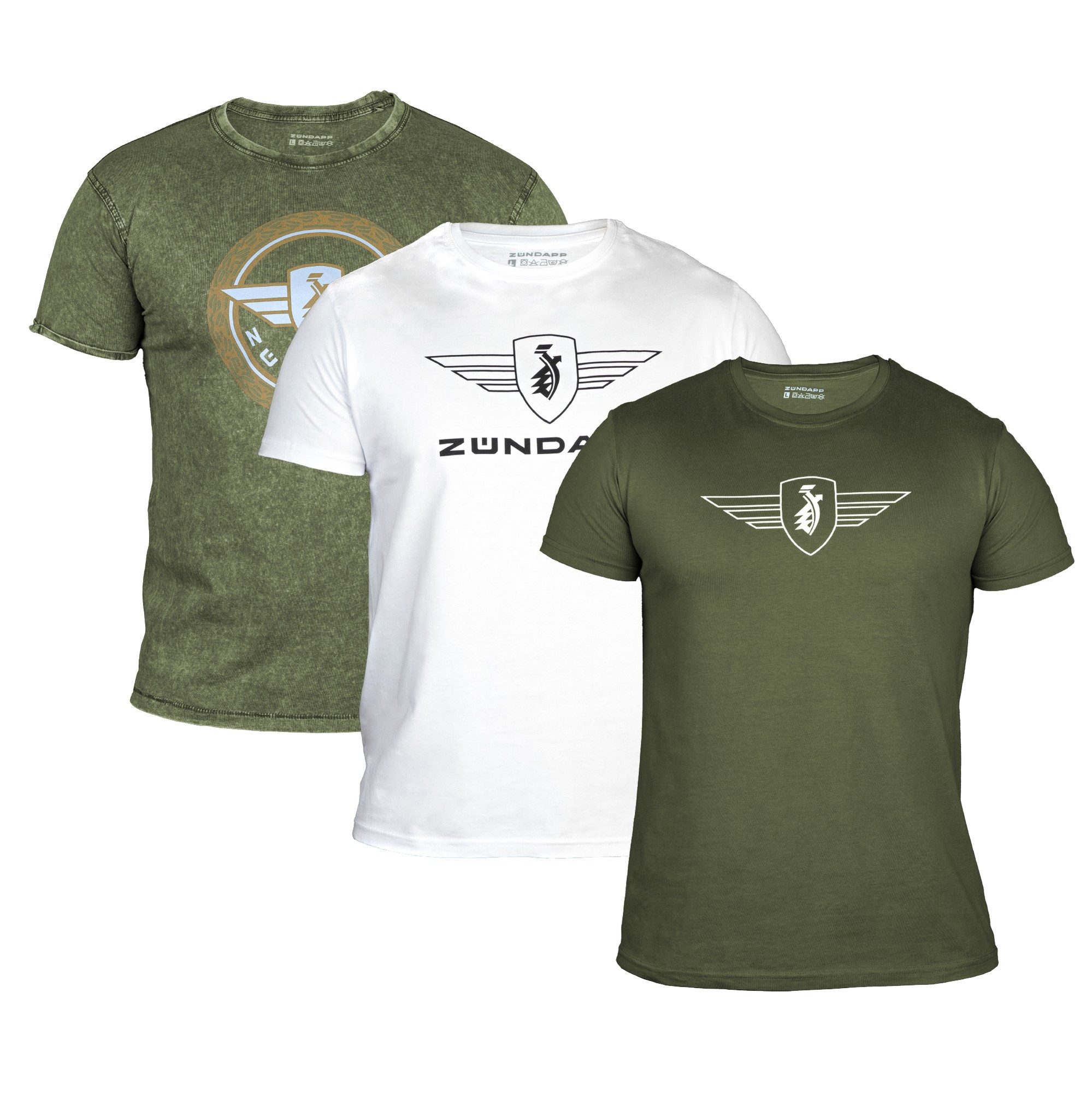 Zündapp T-Shirt (Dreierpack) Dreierpack Basic Shirt unisex 100 % Baumwolle