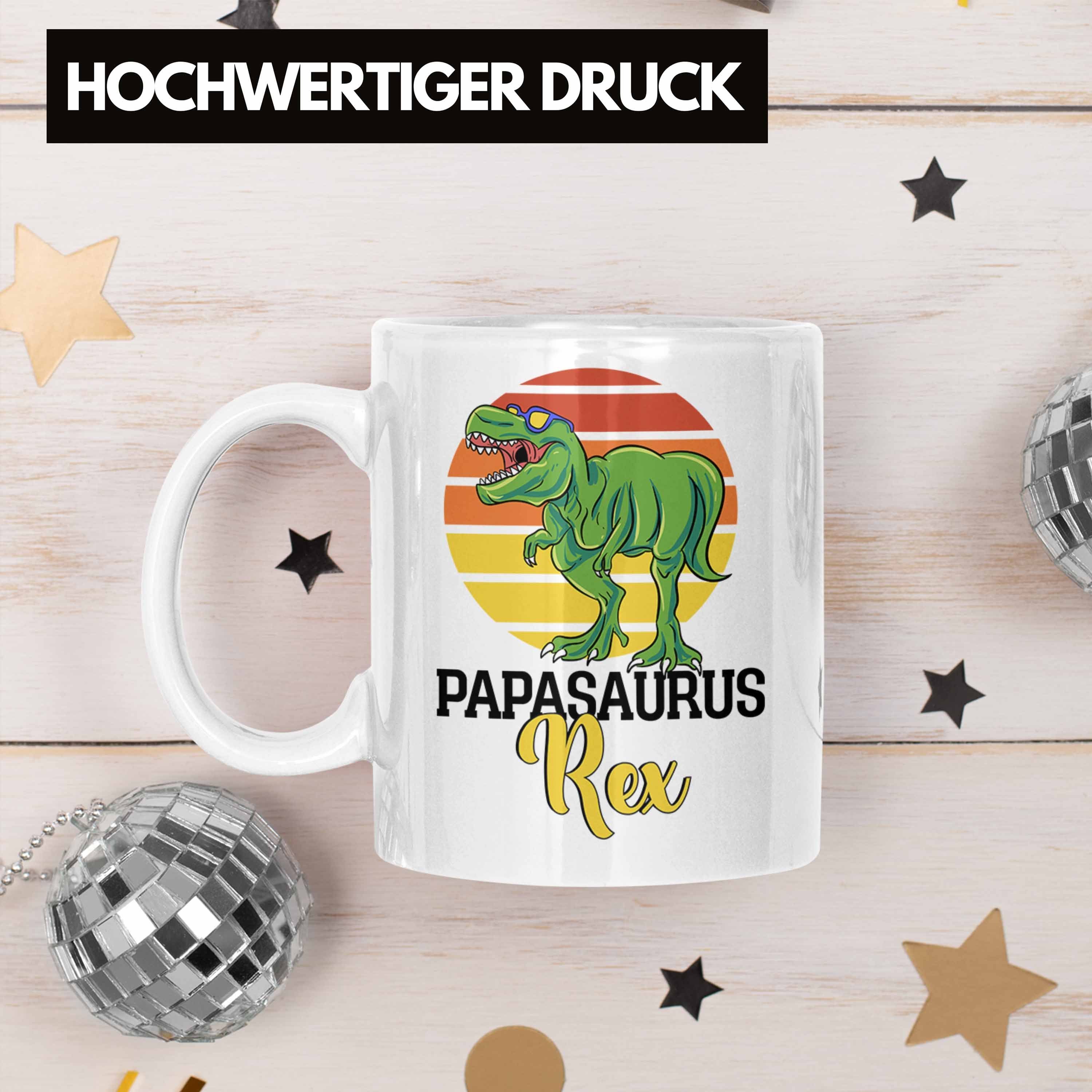 Geschenk Vatertag "Papasaurus Trendation Tasse Gesc Rex" Papa Besten Lustiges für Tasse Weiss