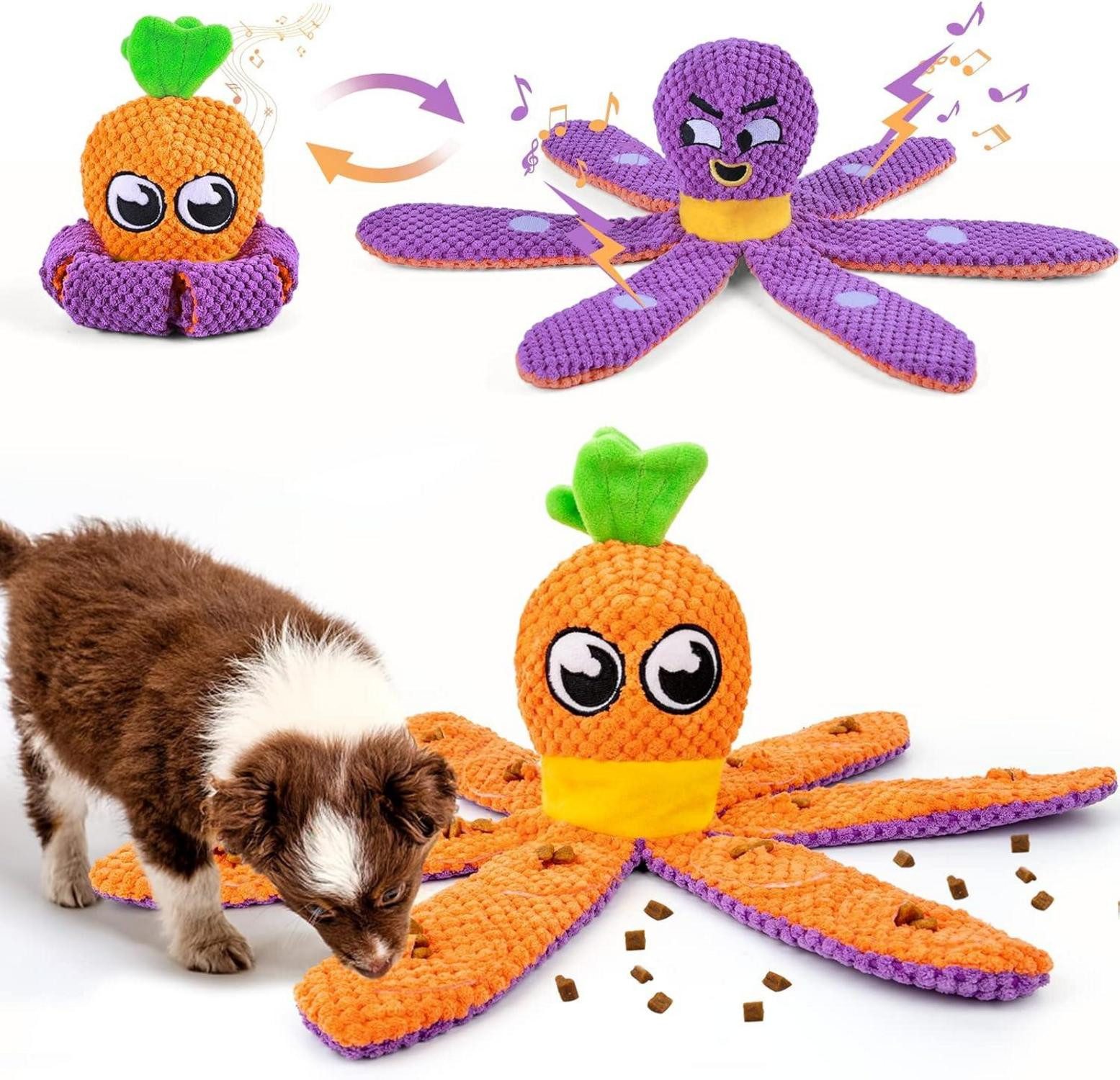 Schutzkragen Interaktives Hundespielzeug 2-in-1 Octopus Karotte für Hunde