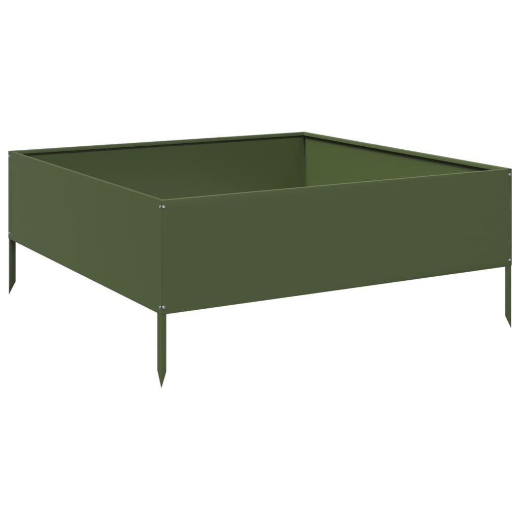 vidaXL Hochbeet Hochbeet Olivgrün 100x100x41 cm Stahl (1 St)