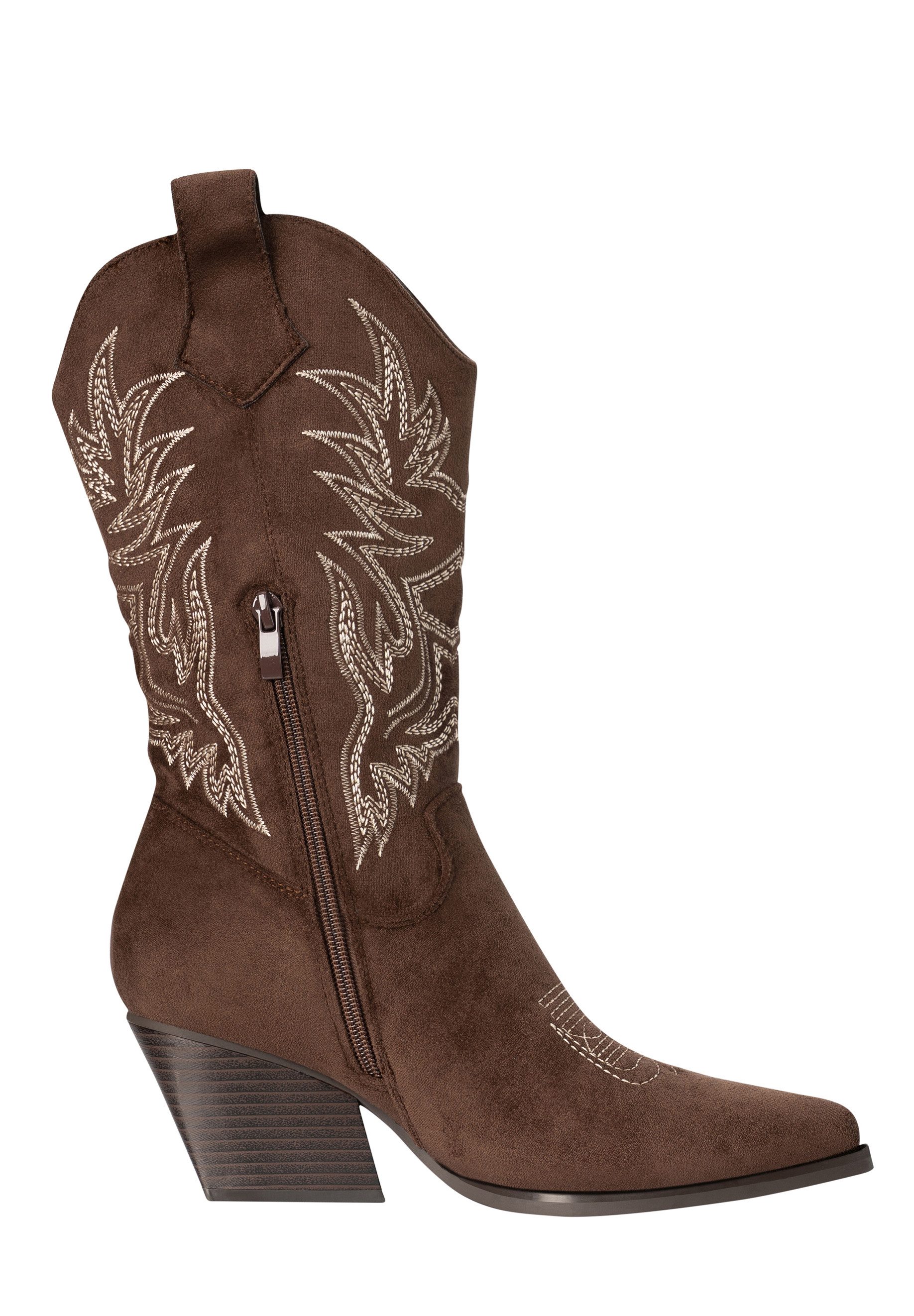 Salinyang Damen Westernstiefel mit Stickereien und Blockabsatz Cowboy Stiefel