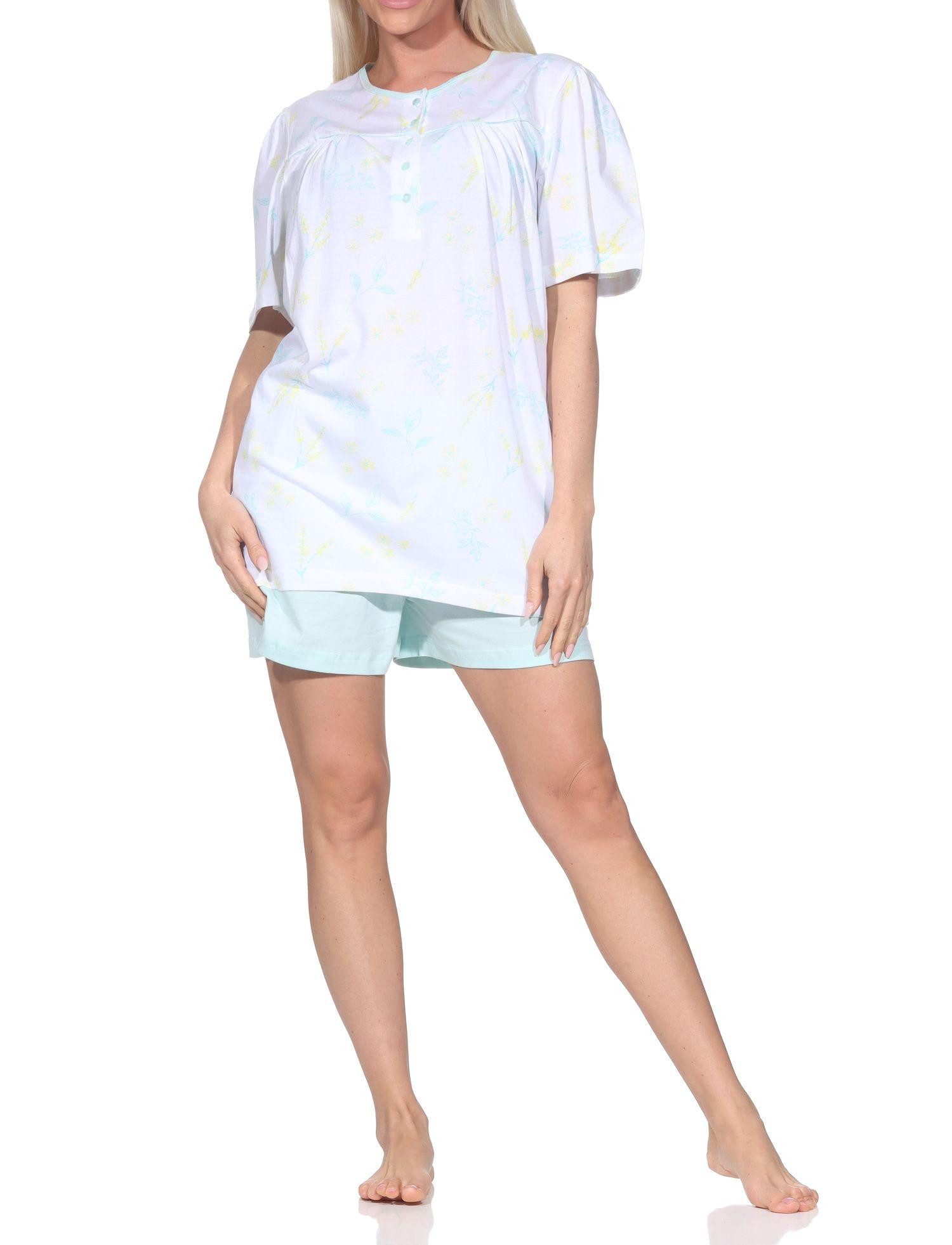 Normann Pyjama Normann Damen fraulicher kurzarm Shorty Pyjama in Klassischer Optik