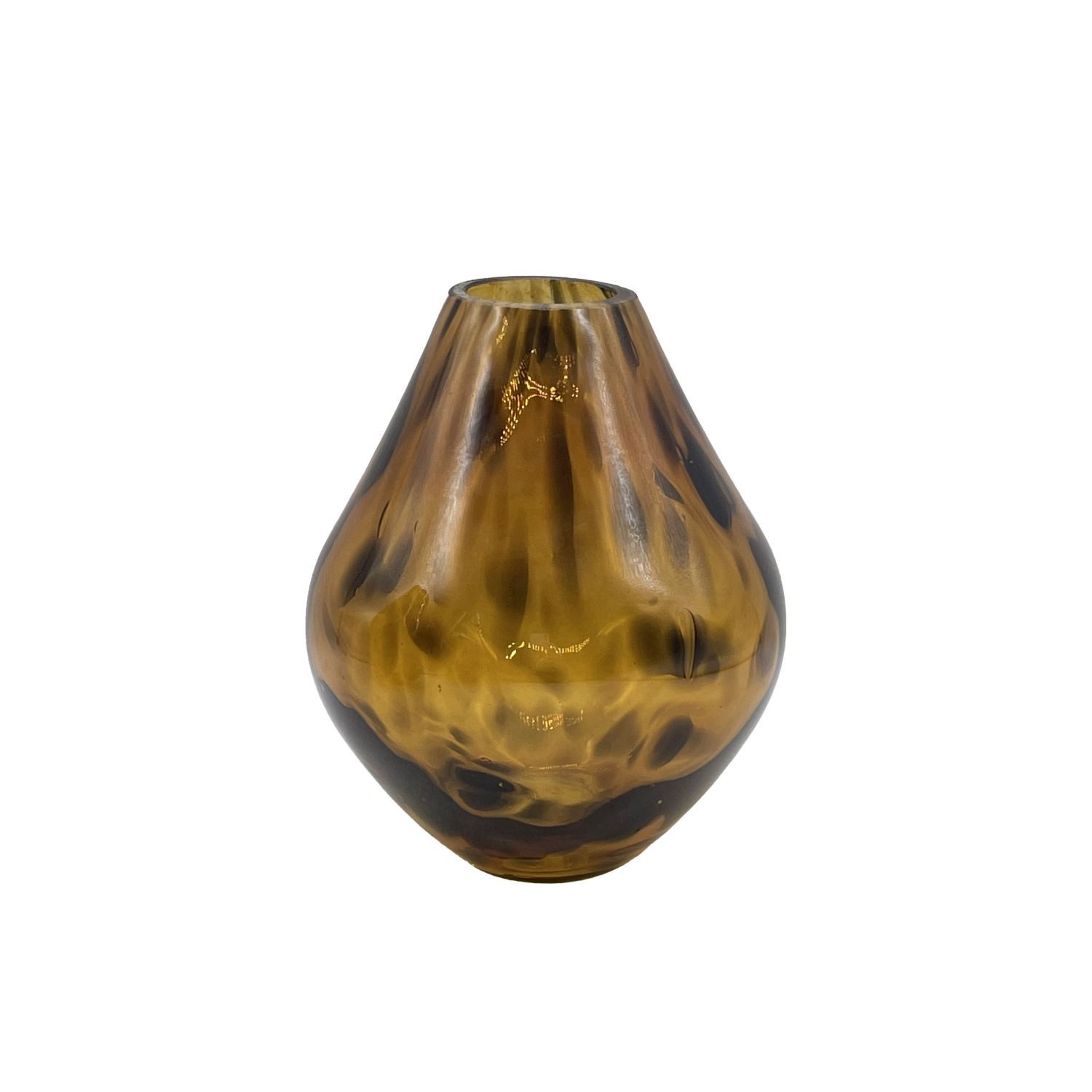 INNA-Glas Dekovase Bauchige Glasvase Russell, Leopardenmuster, braun-klar, 15cm, Ø12cm