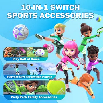 Jioson 10-in-1 Switch Spiele Zubehör Sets für Nintendo Sports Controller Switch-Controller (Geeignet für Erwachsene und Kinder, 10 St)