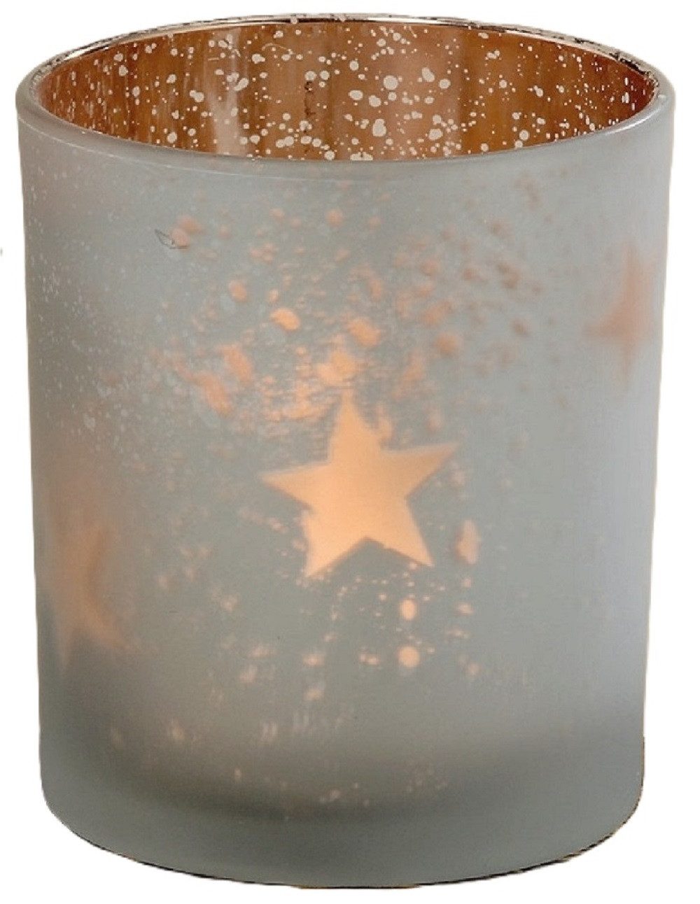 BOLTZE GRUPPE GmbH Windlicht Windlicht Teelicht Glas lackiert weiß matt Stern H 10 cm