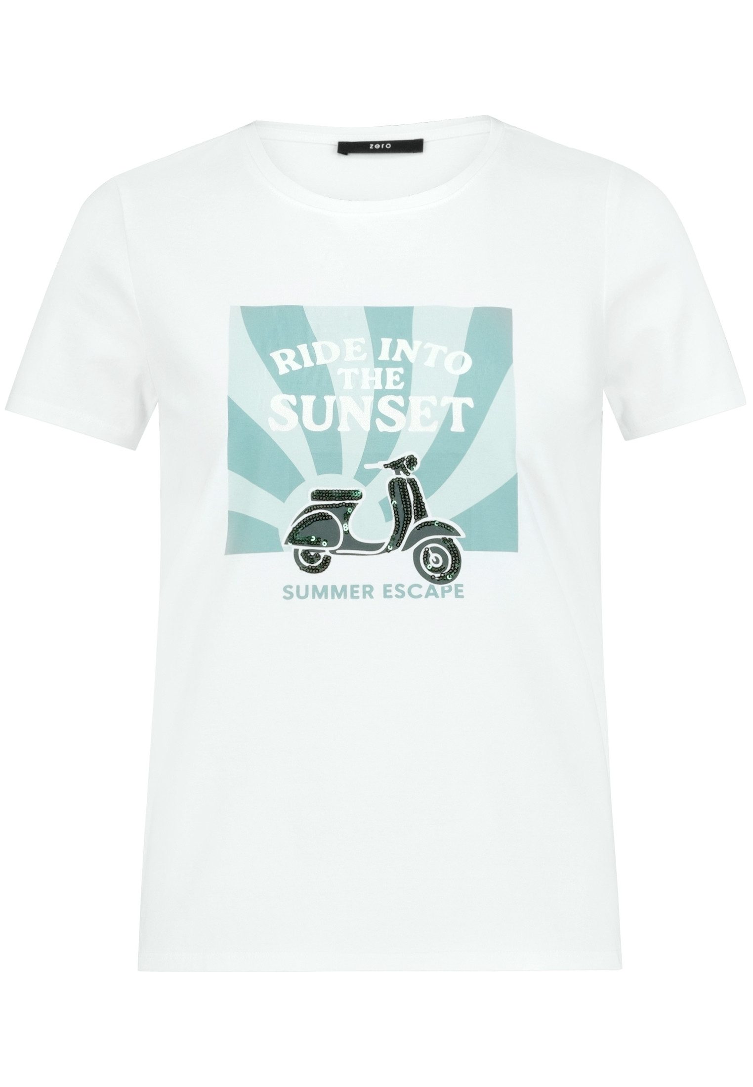 Zero Kurzarmshirt Damen mit Aufdruck (1-tlg) Glitzer.