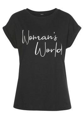 LASCANA T-Shirt mit Frontprint, Kurzarmshirt aus Baumwolle, Basic