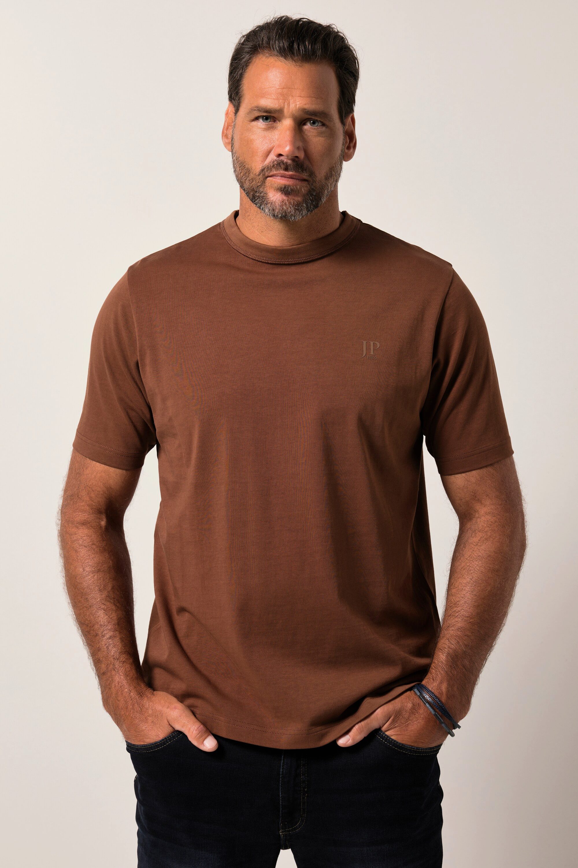 JP1880 T-Shirt T-Shirt Halbarm Rundhals schwere Baumwollqualität