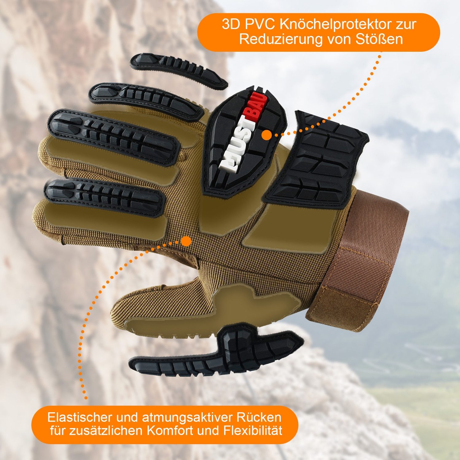 Mustbau Arbeitshandschuhe Sicherheitshandschuhe Mechanikerhandschuhe, Schlaghandschuhe