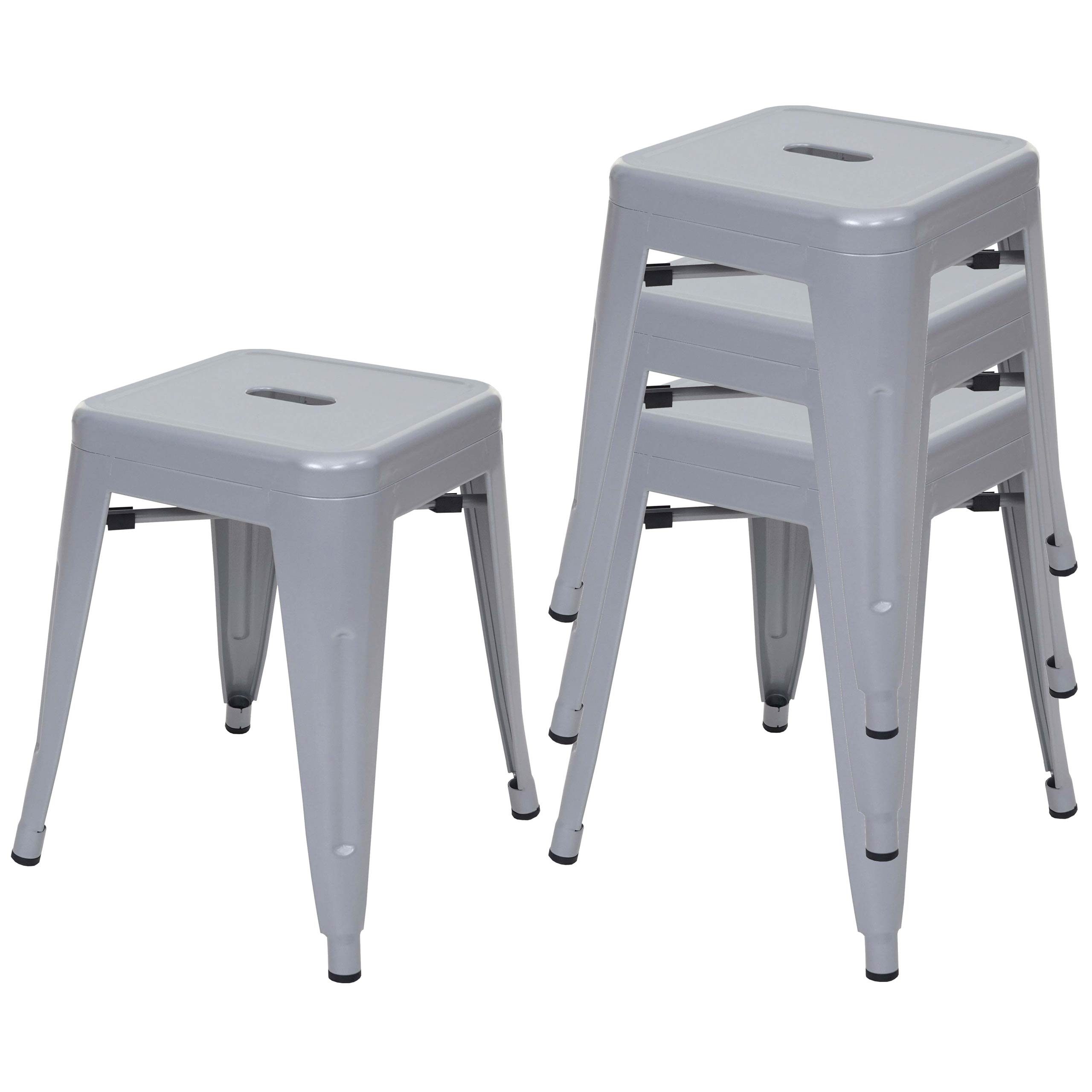 MCW Barhocker MCW-A73-H-4 (Set, 4er), Stapelbar, Maximale Belastbarkeit pro Stuhl: 120 kg grau | Barhocker
