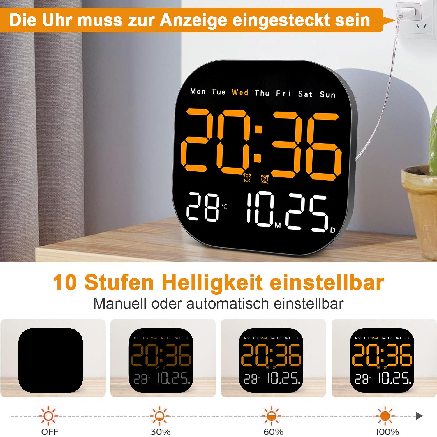RWEUOQ Wanduhr Wanduhr Digitale mit Fernbedienung, günstig online kaufen