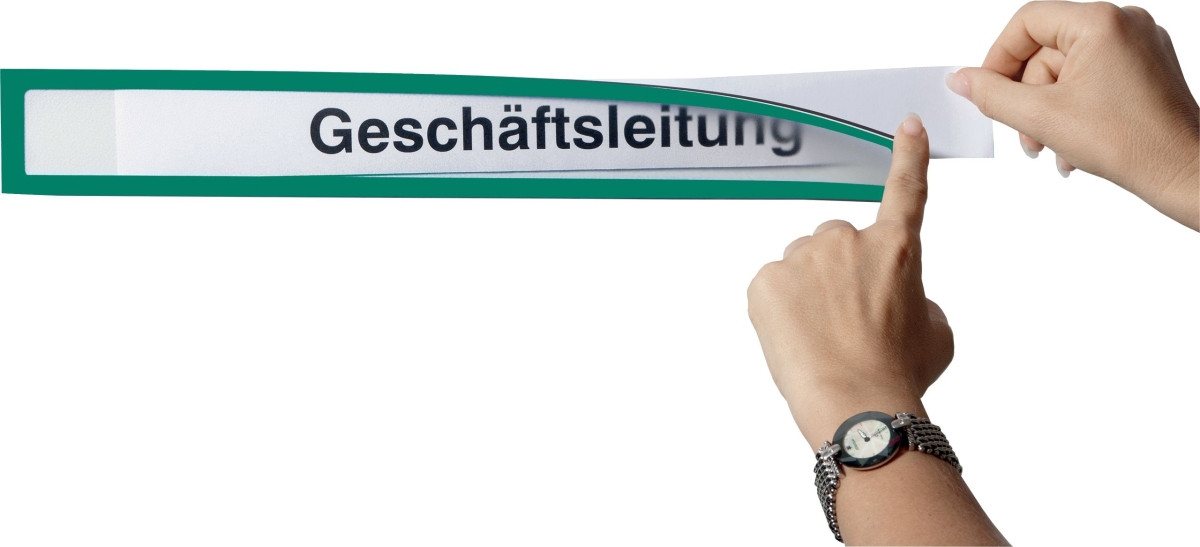 Thumbnail - Ultradex Fächermappe Infotasche magnetisch für Überschriften A4quer/A3hoch grün VE=5 Stück