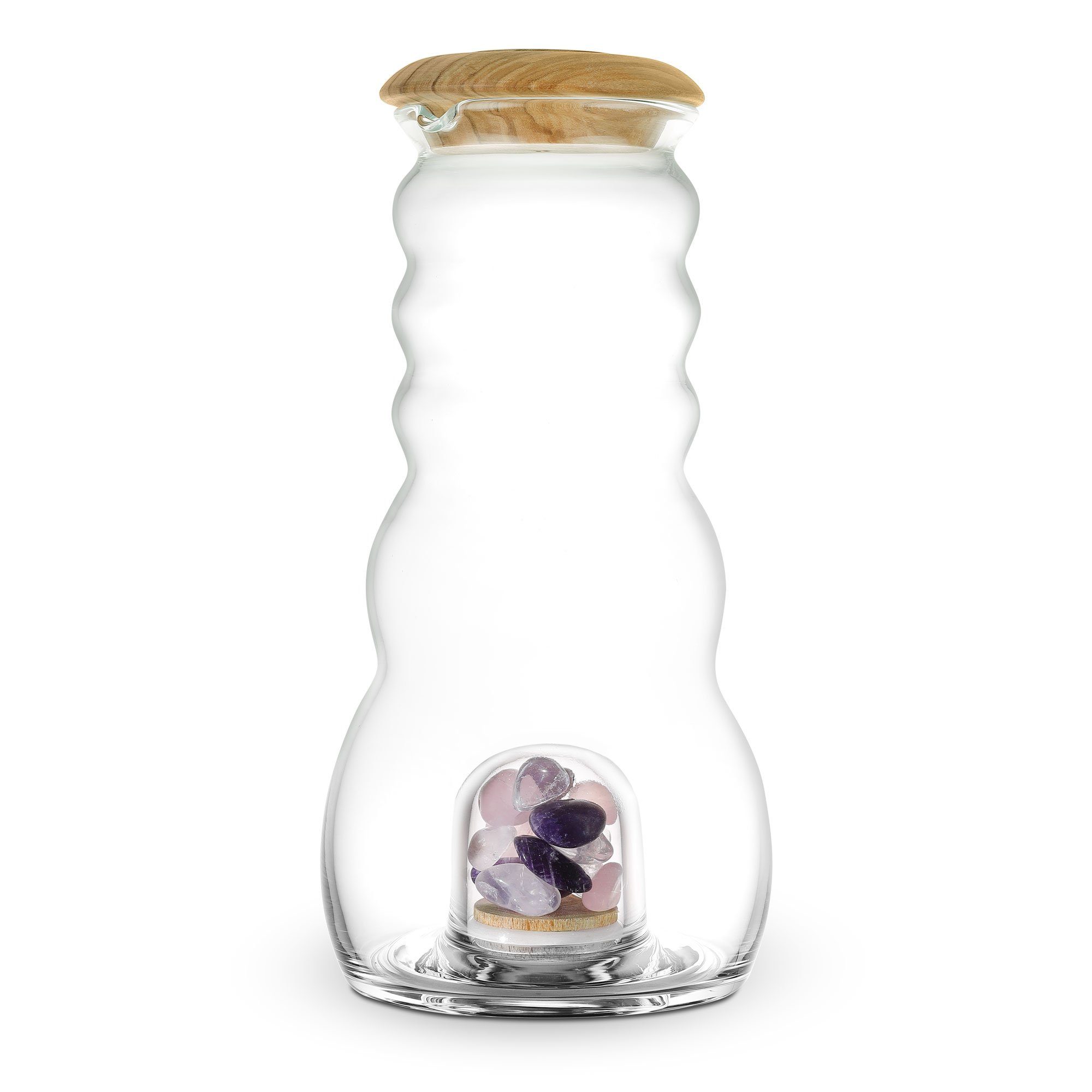 Natures-Design Wasserkrug Cadus mit Edelsteinen und Olivenholzdeckel 1.5l