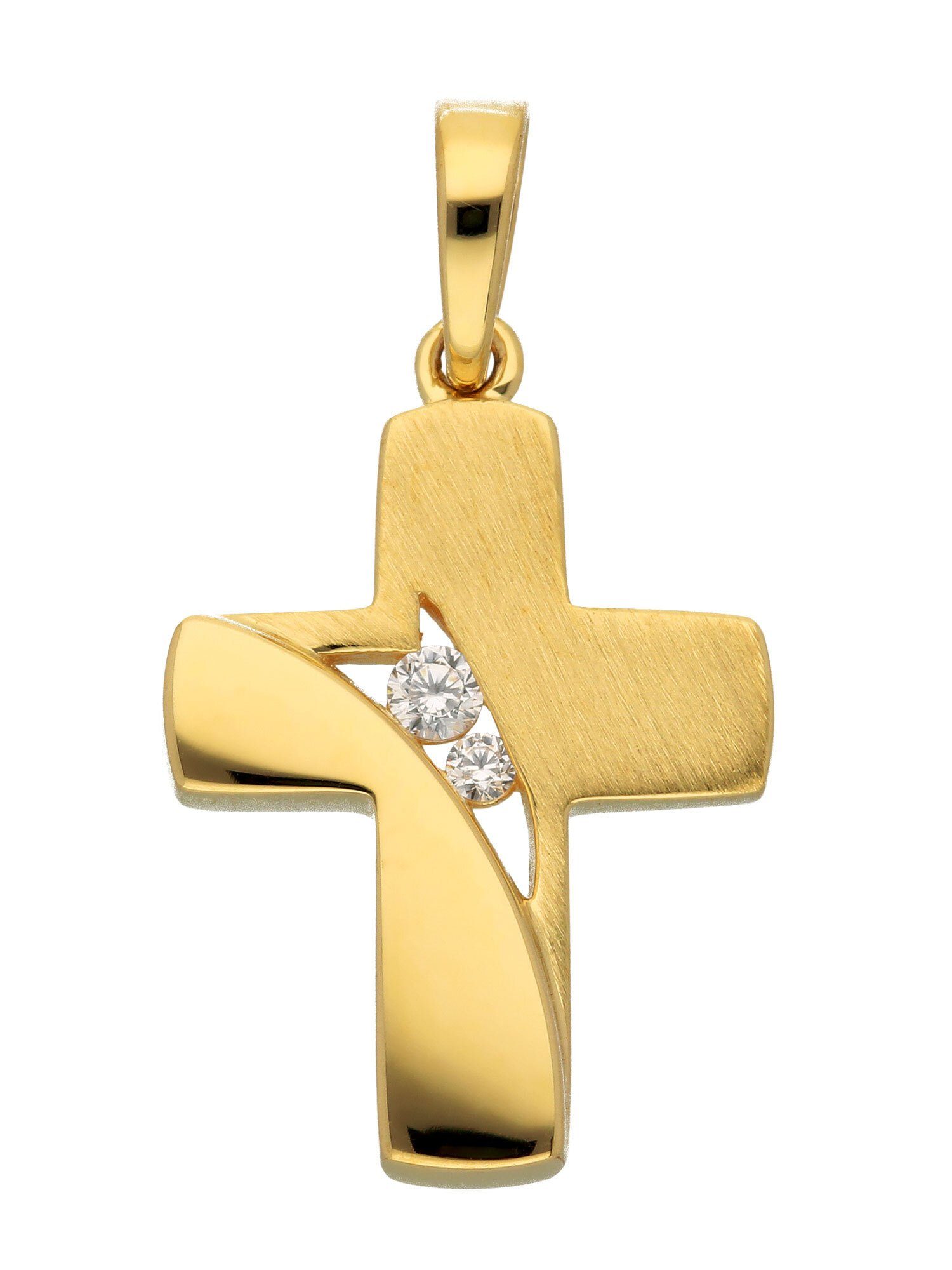 Adelia´s Kettenanhänger Goldschmuck Anhänger, Damen Zirkonia 333 für mit Herren & Gold Kreuz