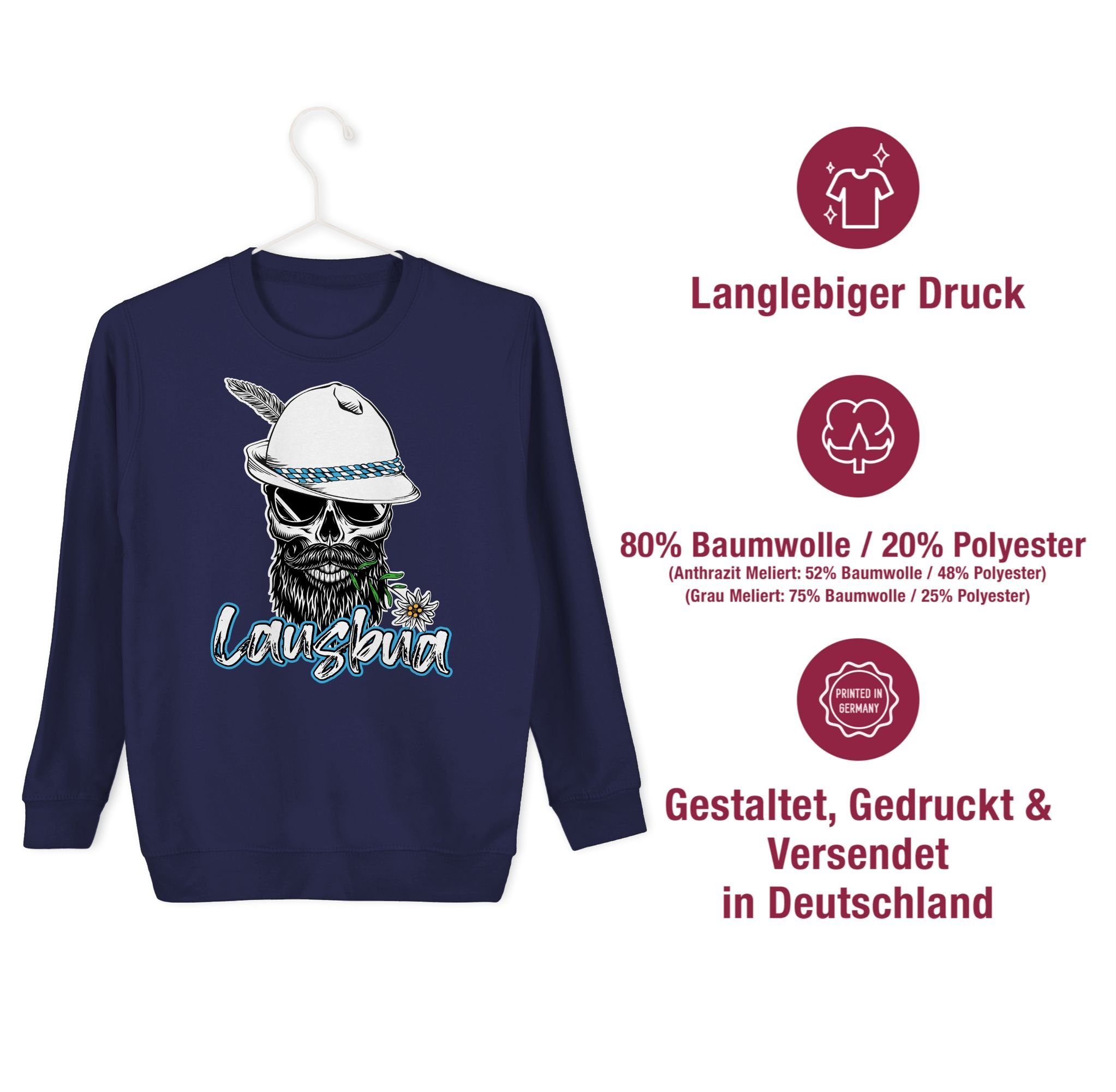 Bayrisch Kinder Sweatshirt Navy Outfit für Schlingel Lausbua 1 Oktoberfest Blau Mode Totenkopf Skull Shirtracer Lausbub