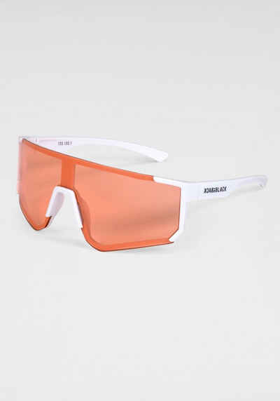 BACK IN BLACK Eyewear Sonnenbrille Stylische Sportbrille mit weissem Rahmen und orangenen Gläsern