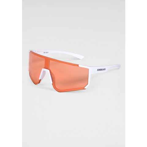 BACK IN BLACK Eyewear Sonnenbrille Stylische Sportbrille mit weissem Rahmen und orangenen Gläsern