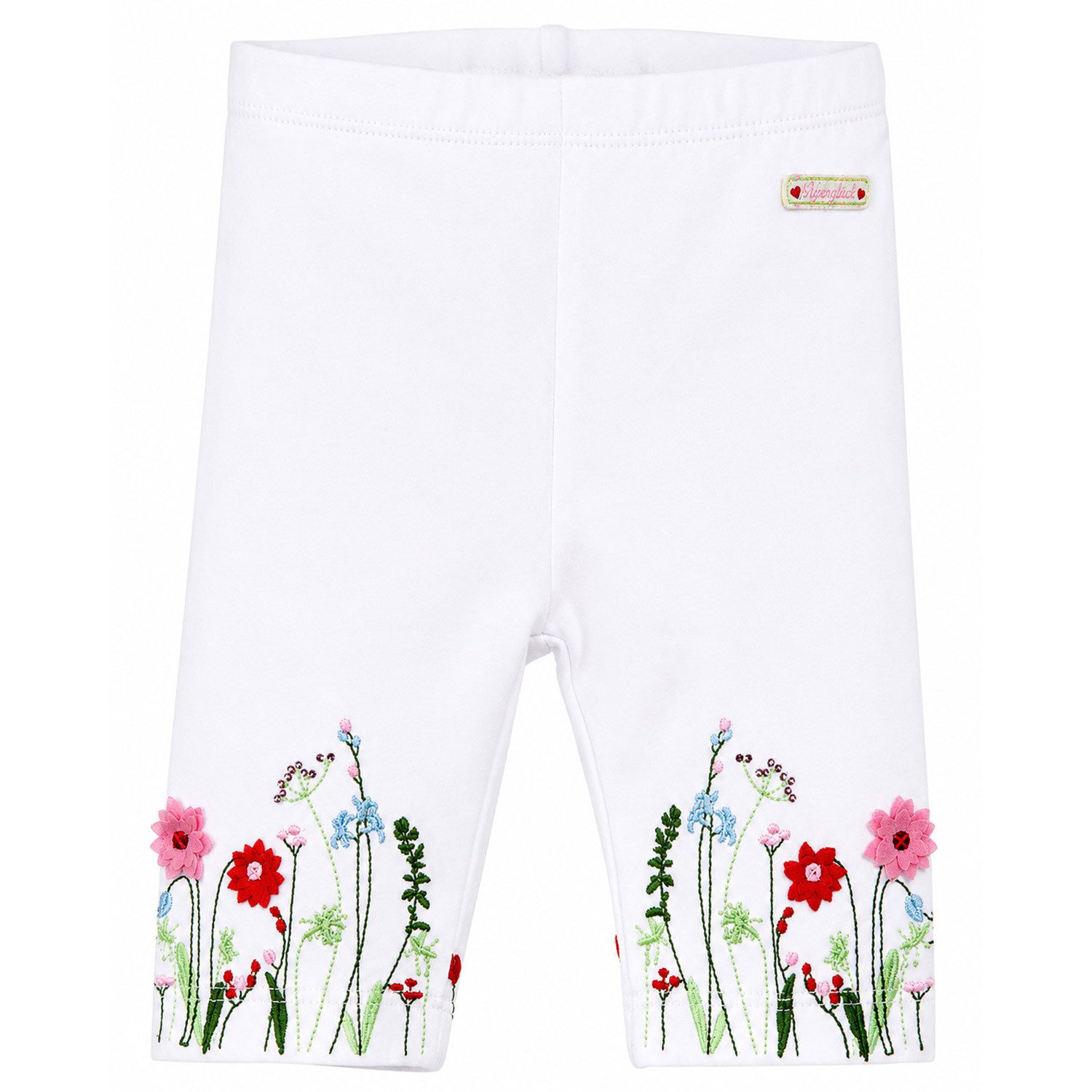 BONDI Leggings Capri Leggings 'Blumenwiese' Stickerei 86627, Wei