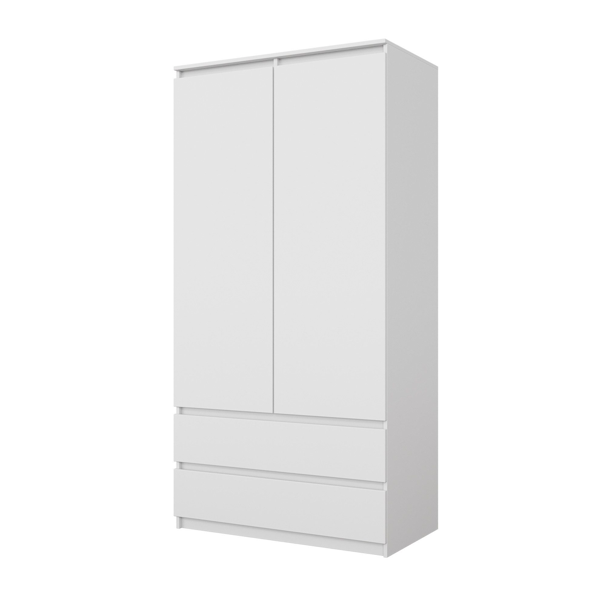 Furnica Kleiderschrank Garderobenschrank, 2 Türen und 2 Schubladen H180 x B90 x T50cm