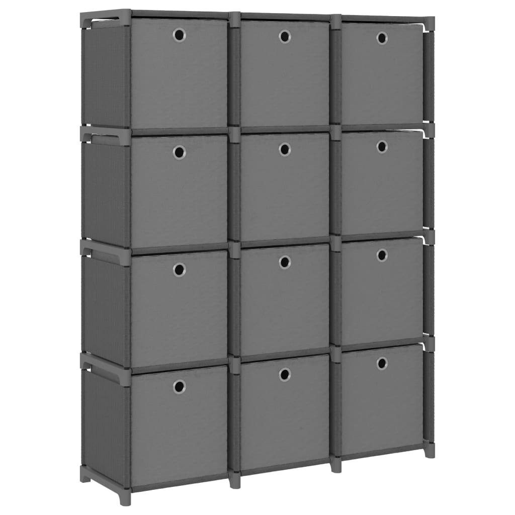 cm Fächer Grau furnicato Stoff Bücherregal Boxen mit Würfel-Regal 103x30x141 12