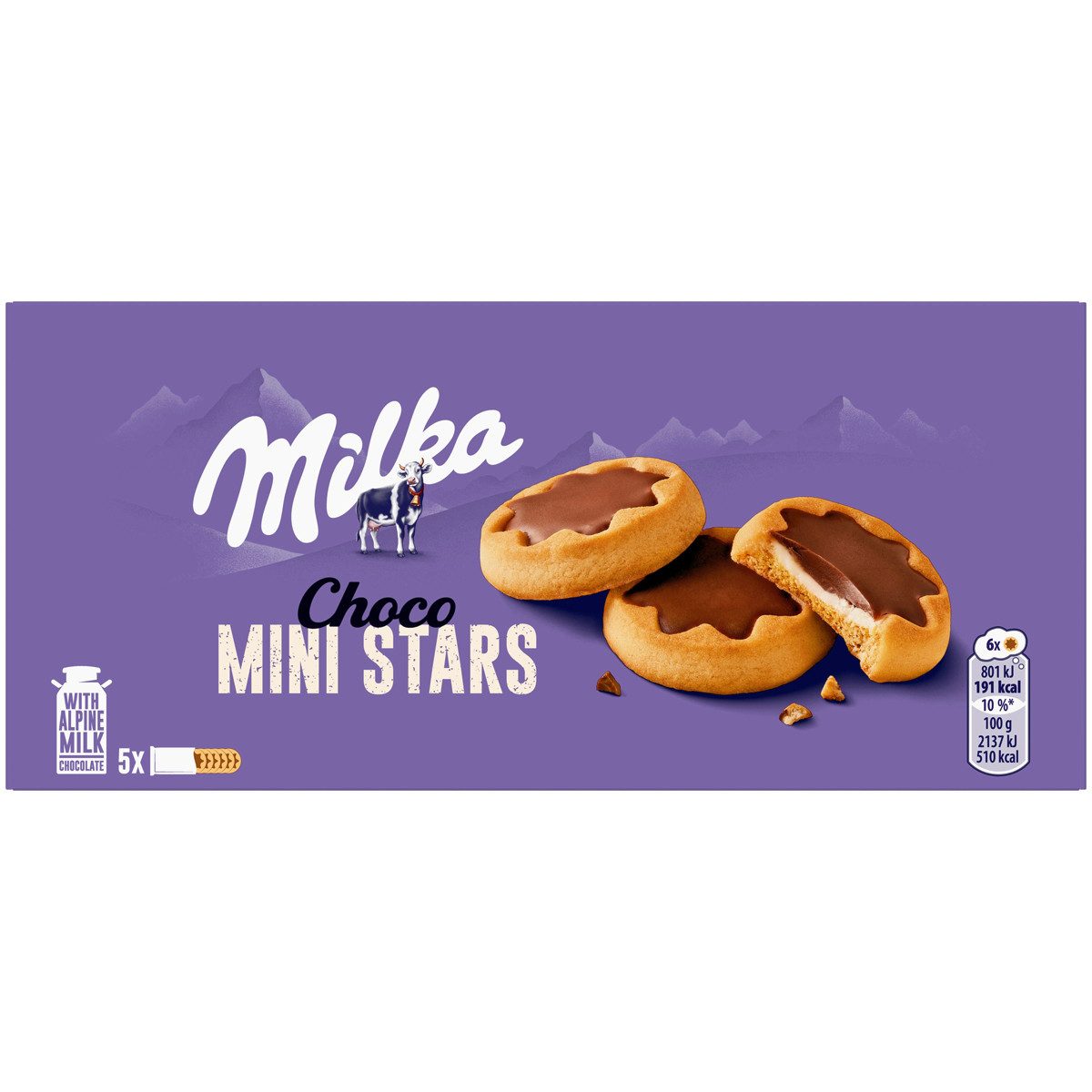 MILKA Schokolade, Milka Choco Mini Kekse mit leckerer zarter Milchcreme gefüllt 185g