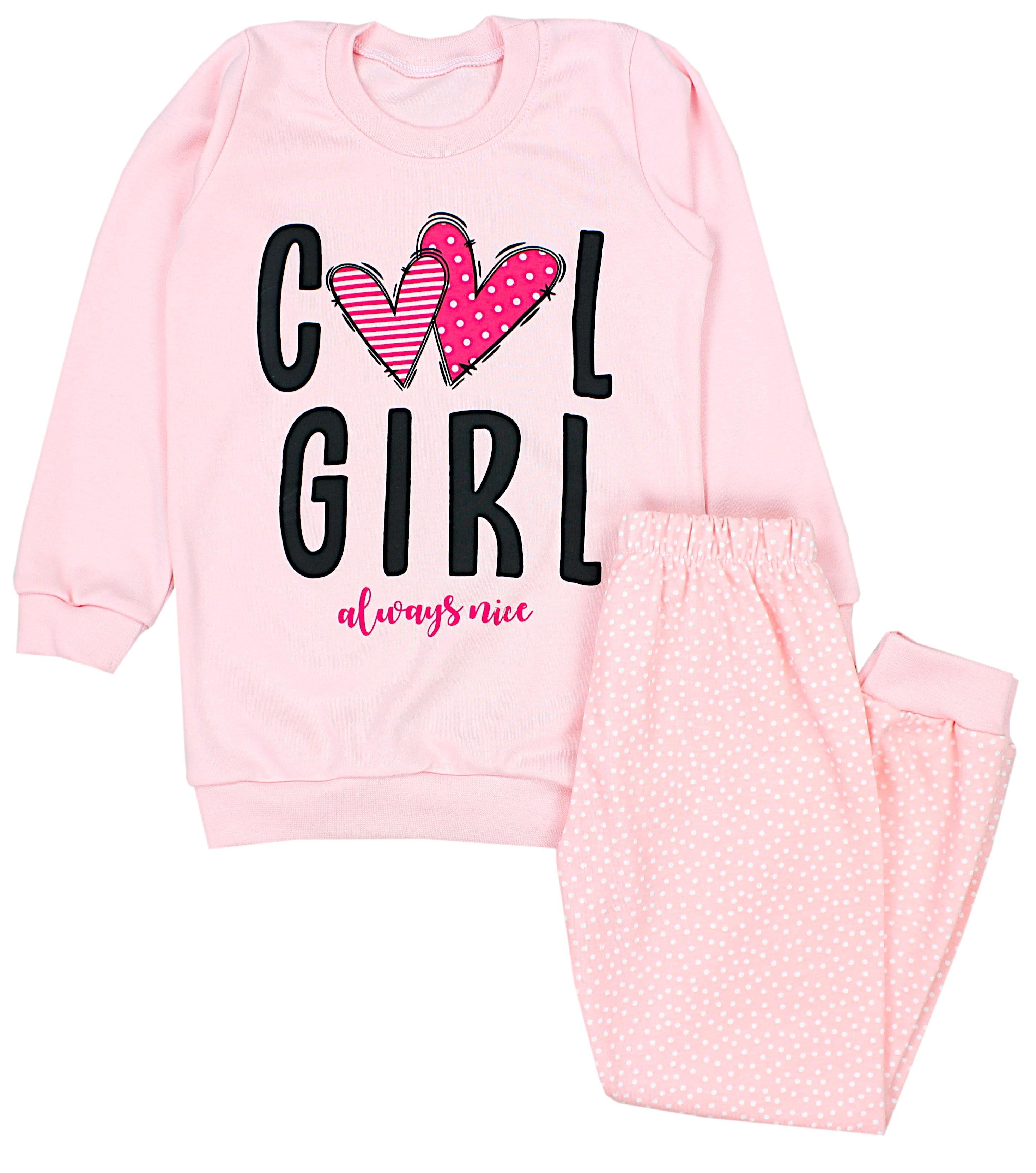 Langarm 2-teilig Mädchen Schlafanzug Aprikose Nachtwäsche Set TupTam Schlafanzug GIRL COOL / Pyjama Tupfen Kinder
