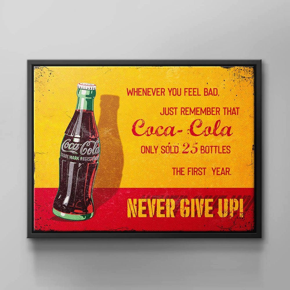 DOTCOMCANVAS® Leinwandbild The First year, Motivationsspruch Cocal Cola Wandbild - 25 Bottle in the First Year ohne Rahmen
