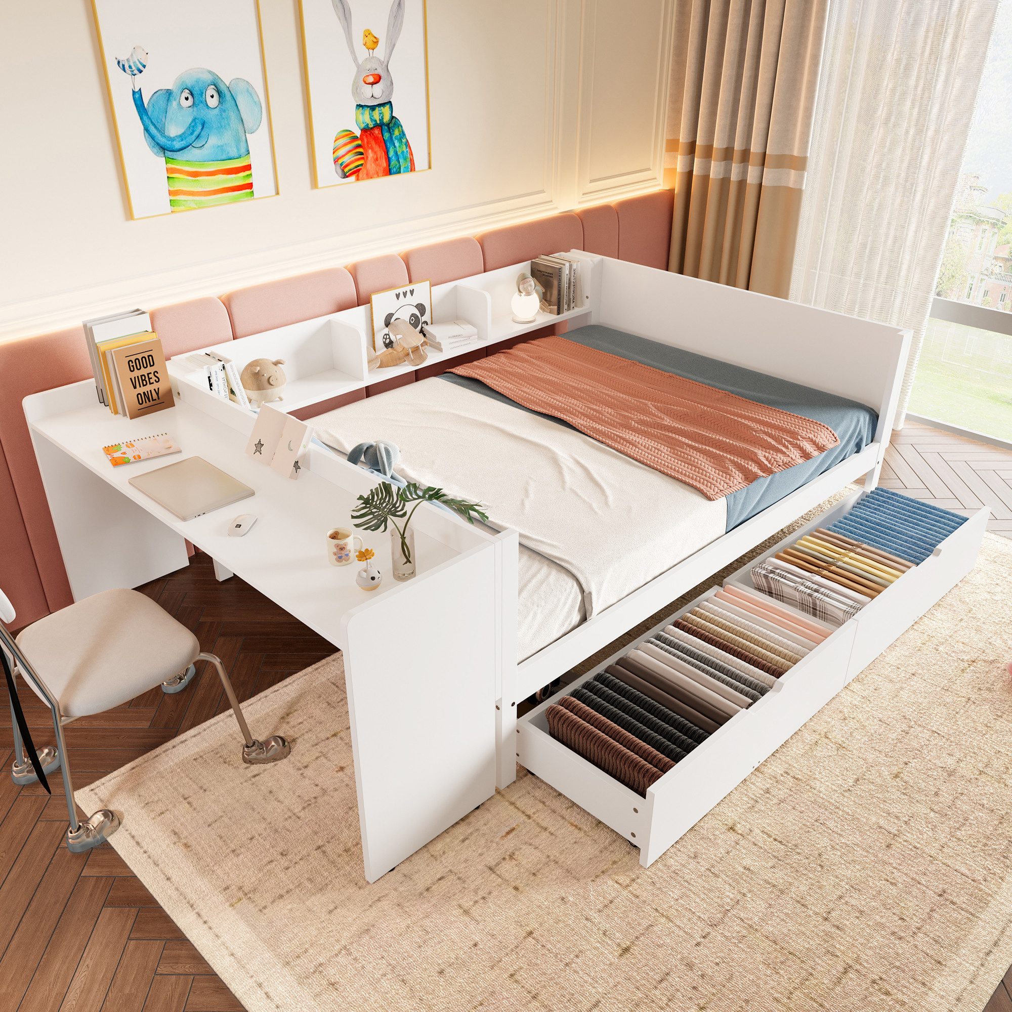 STILVORA Kinderbett 140×200 mit schreibtisch und günstig online kaufen