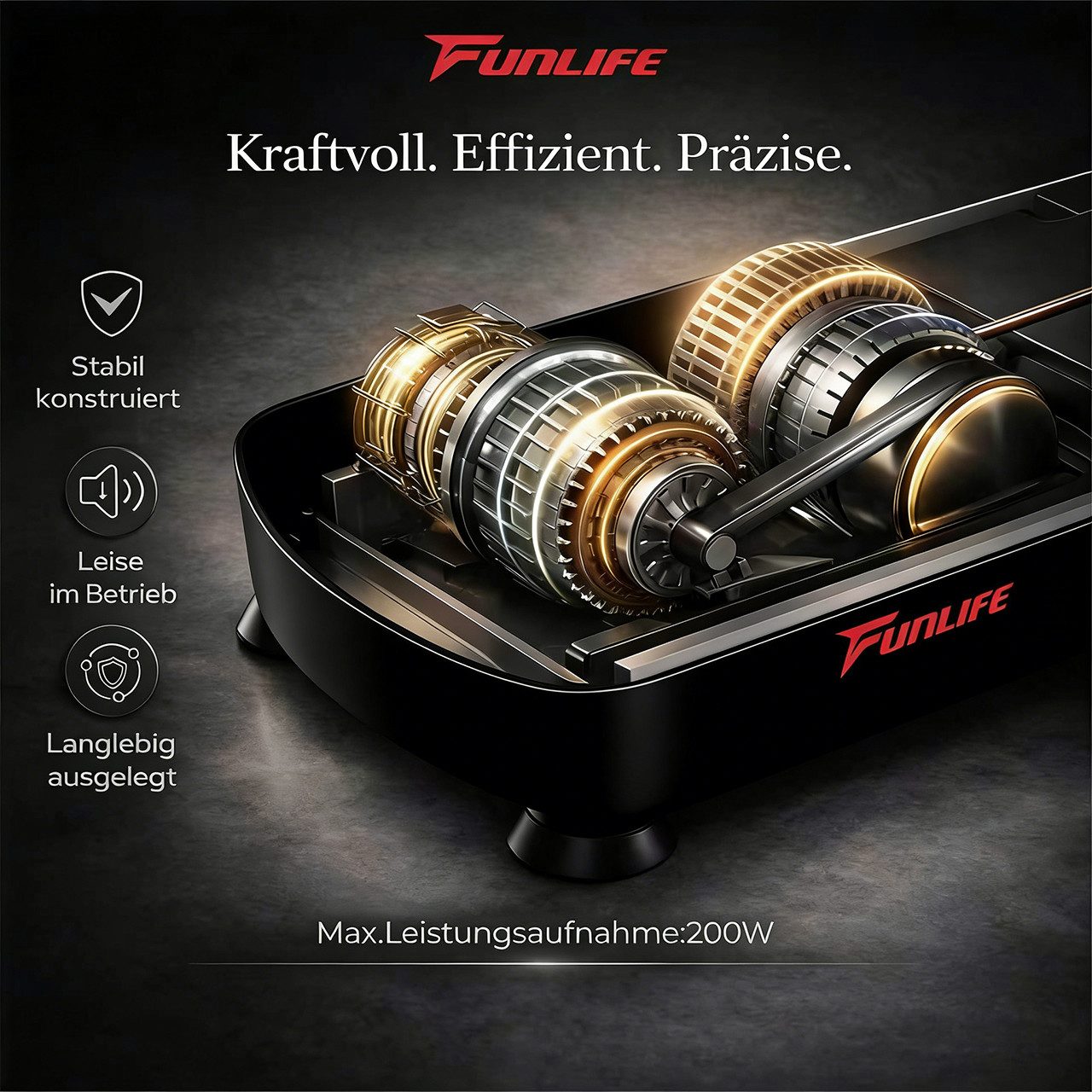 FunLife Vibrationsplatte Bluetooth-Musik & 5 Trainingsprogramme, 200 W, 120 Intensitätsstufen, (Einzelgerät, Ganzkörpertraining), Fernbedienung · Trainingsbänder inklusive
