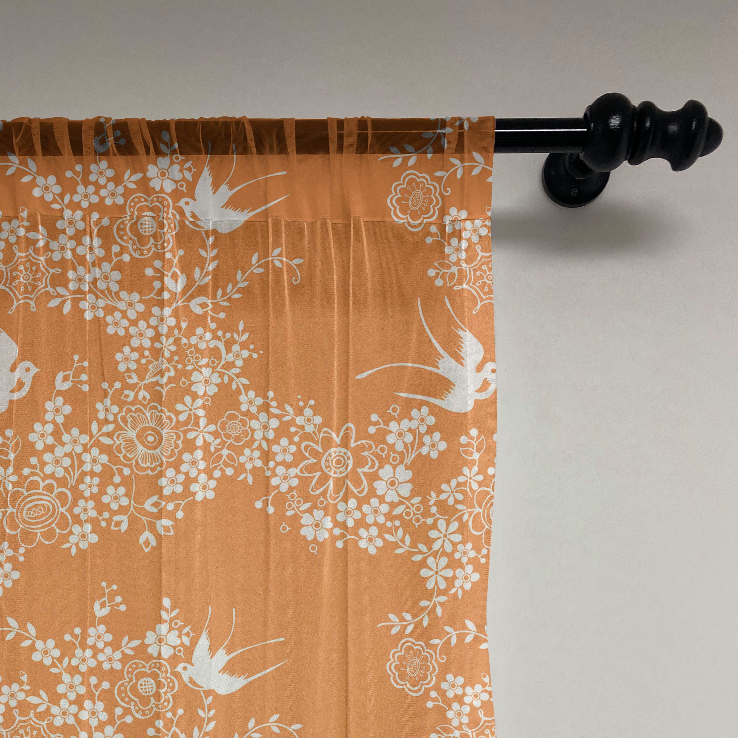 für Party Gardine Drapierung Japanische Abakuhaus, 2 Hochzeit Orange Panels, Baum-Vogel-Kunst schiere