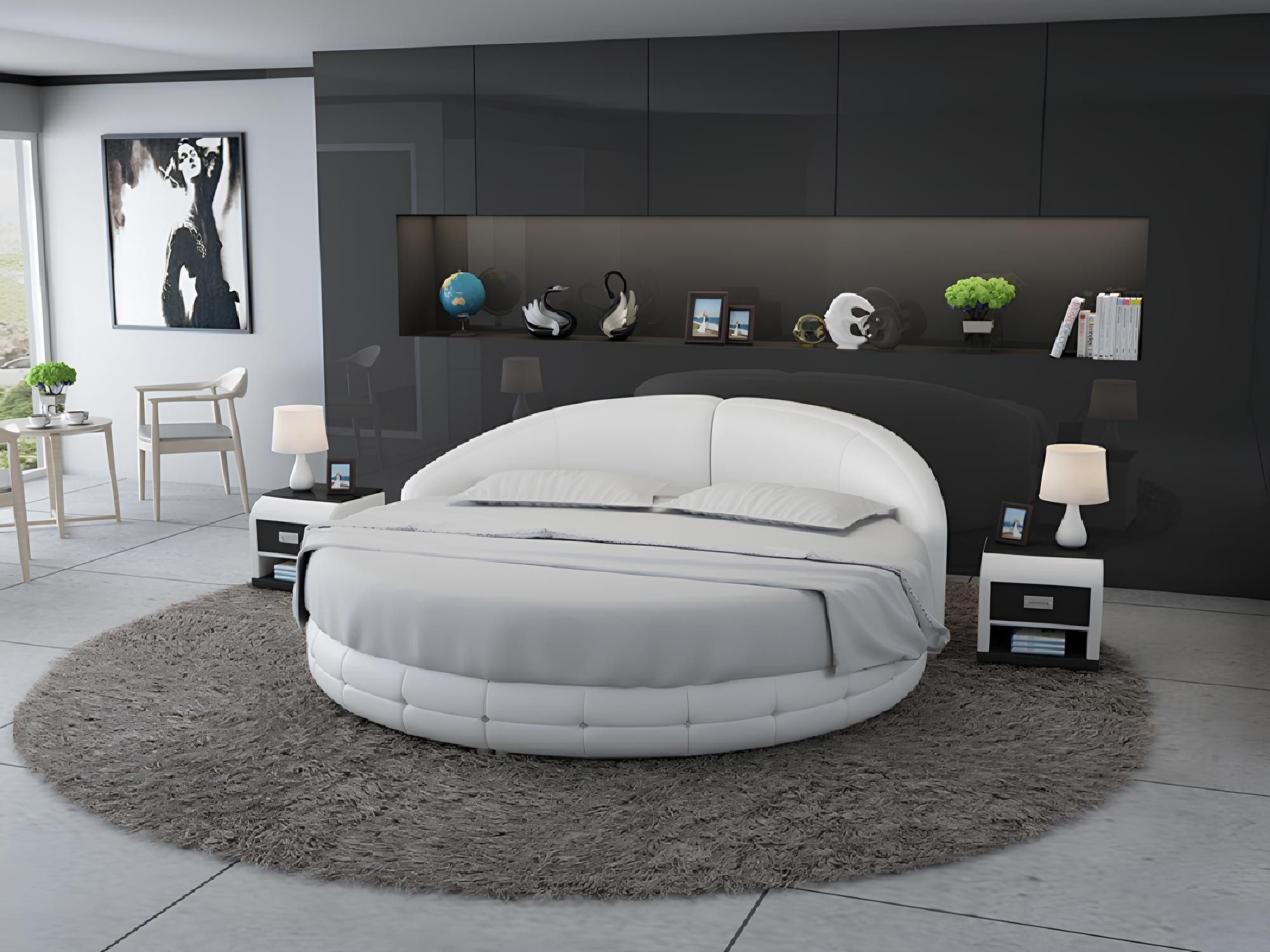 Xlmoebel Rundbett Luxus Rundbett mit Polsterung und modernem Design (Bett LB8844), Hergestellt in Europa
