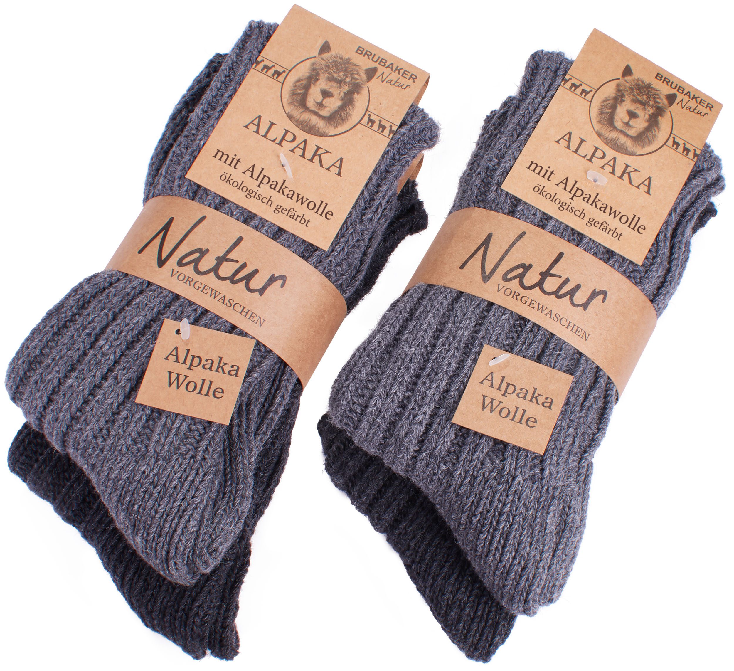 BRUBAKER Kuschelsocken warme dicke Alpaka Socken (Set, 4-Paar, mit Alpakawolle) Wintersocken für Damen und Herren