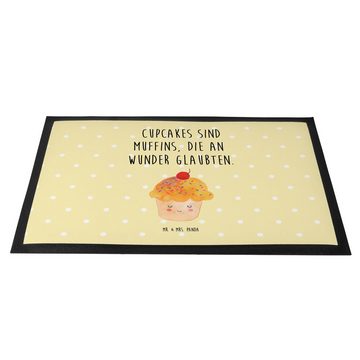 Fußmatte 60 x 90 cm Cupcake - Gelb Pastell - Geschenk, Matte, süße Tiermotive, Mr. & Mrs. Panda, Höhe: 0 mm