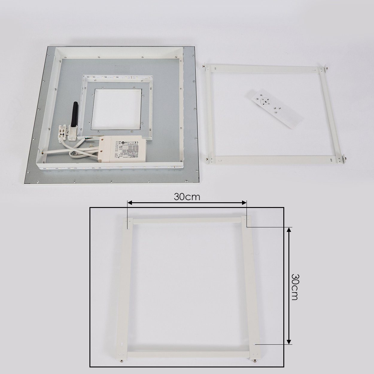 hofstein Deckenleuchte »Tirrenia« Lumen weiß, + LED, Metall 3540 dimmbares aus und in Kelvin, Farbwechsler LED Panel Kunststoff RGB Fernbedienung, CCT mit und RGB 2700-5000