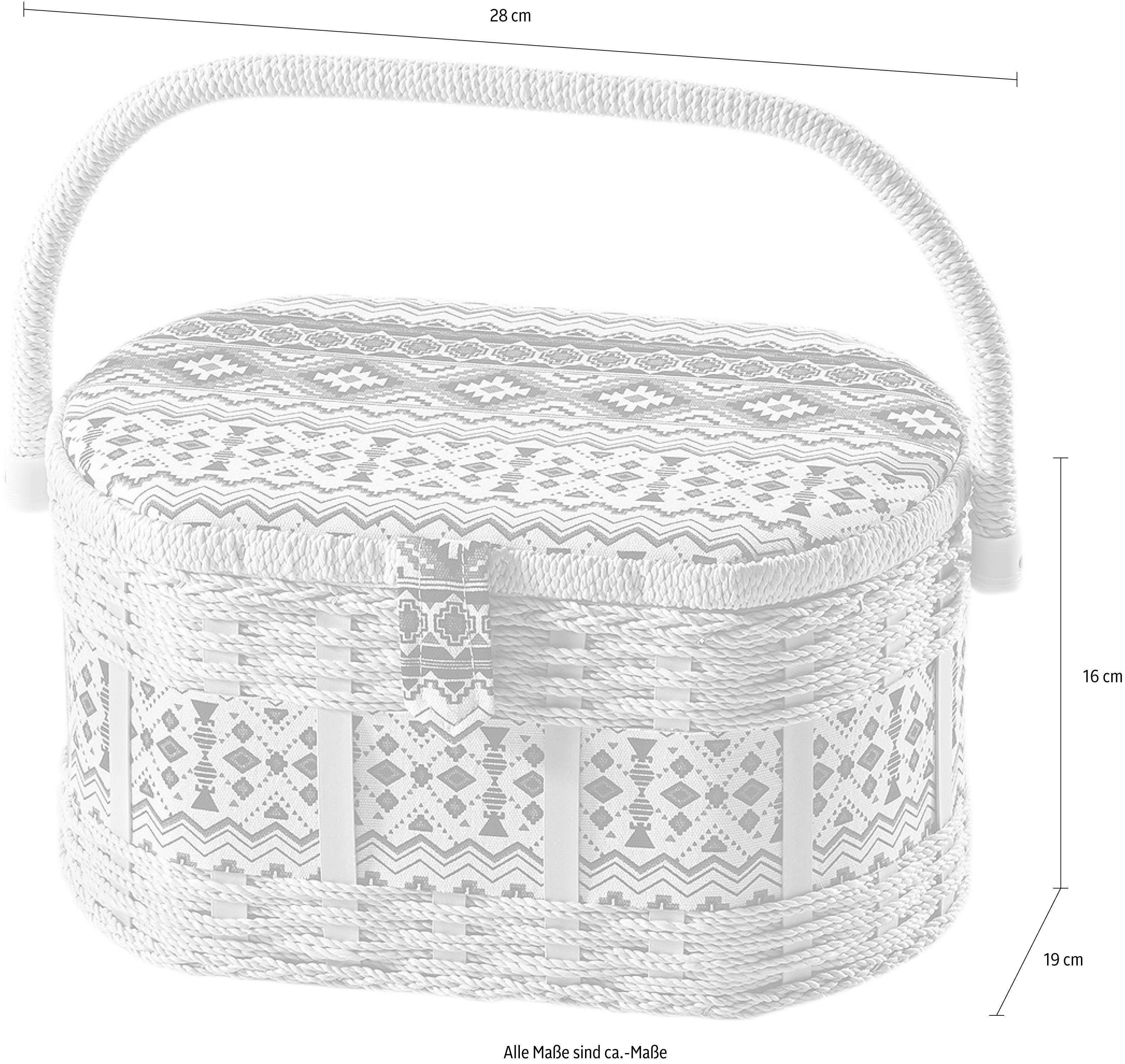 Textil Kunststoff und Muster Nähkästchen, oval, aus weißem schwarz mit locker