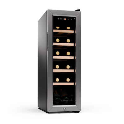 Klarstein Weinkühlschrank Shiraz Premium Smart 12 slim SS, für 12 Standardflaschen á 0,75l,Wein Flaschenkühlschrank Weintemperierschrank Weinschrank Kühlschrank