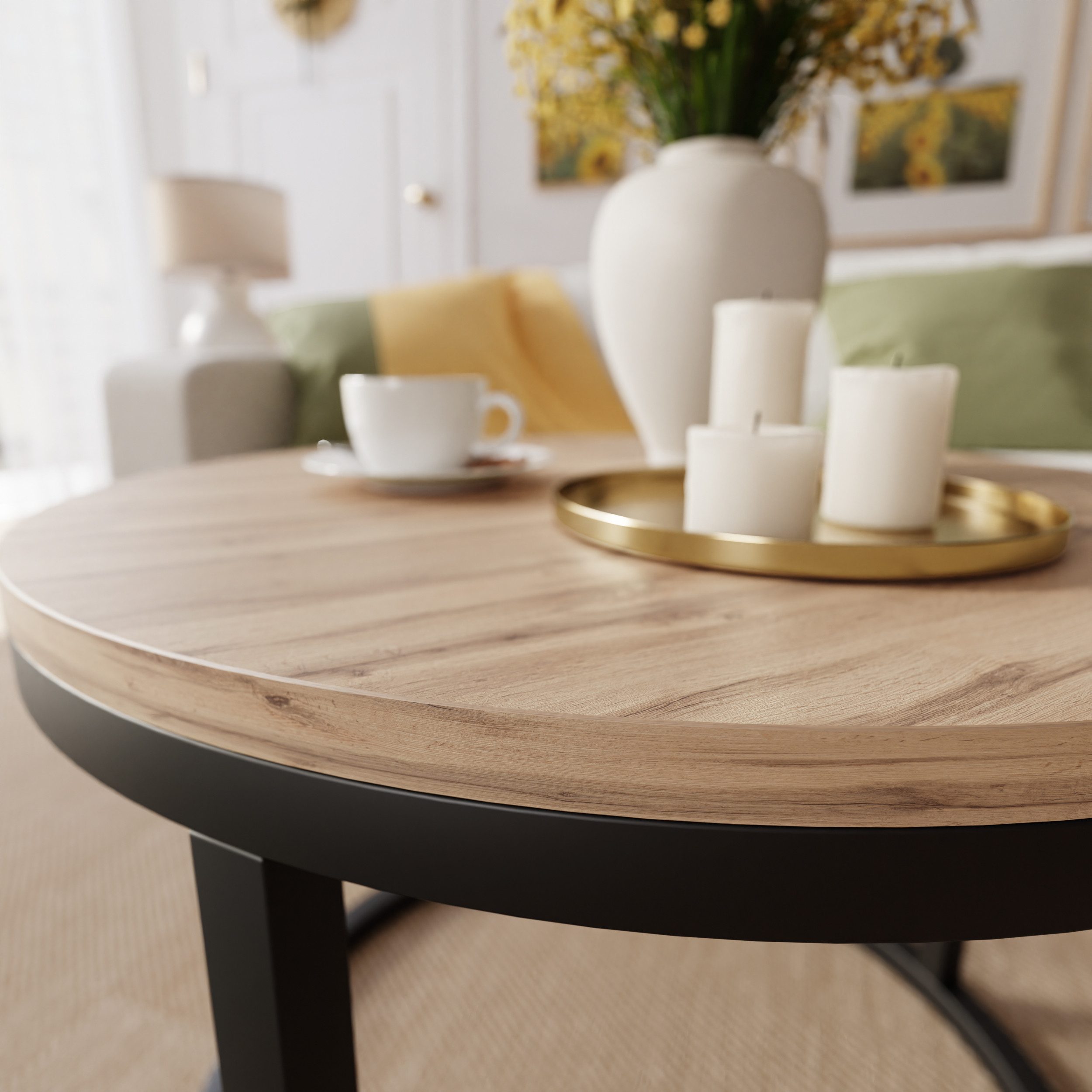Lookway Couchtisch CIRI mit einer Platte in Holzdekor (1x Couchtisch), Durchmesser: ⌀60 cm, Höhe: 42 cm – Bild 4 von 4